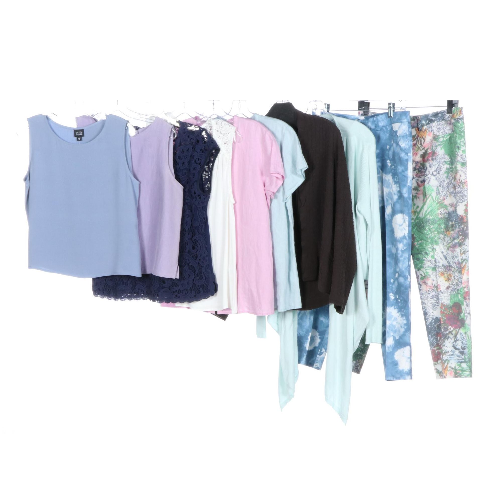Eileen Fisher and Other Blouses with Peace of Cloth Printed Pants
