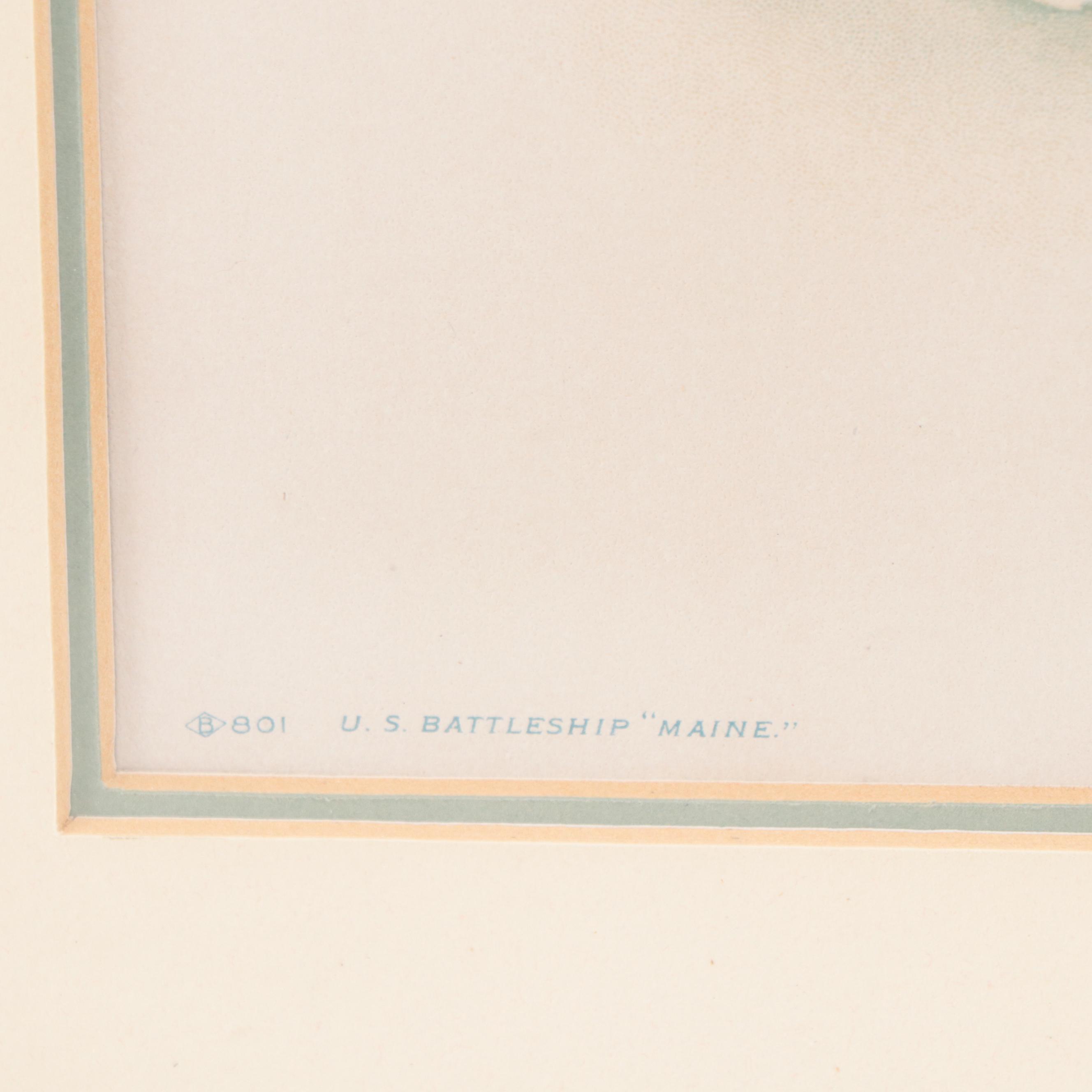 Koerner & Hayes Chromolithograph of Battleships, Circa 1898