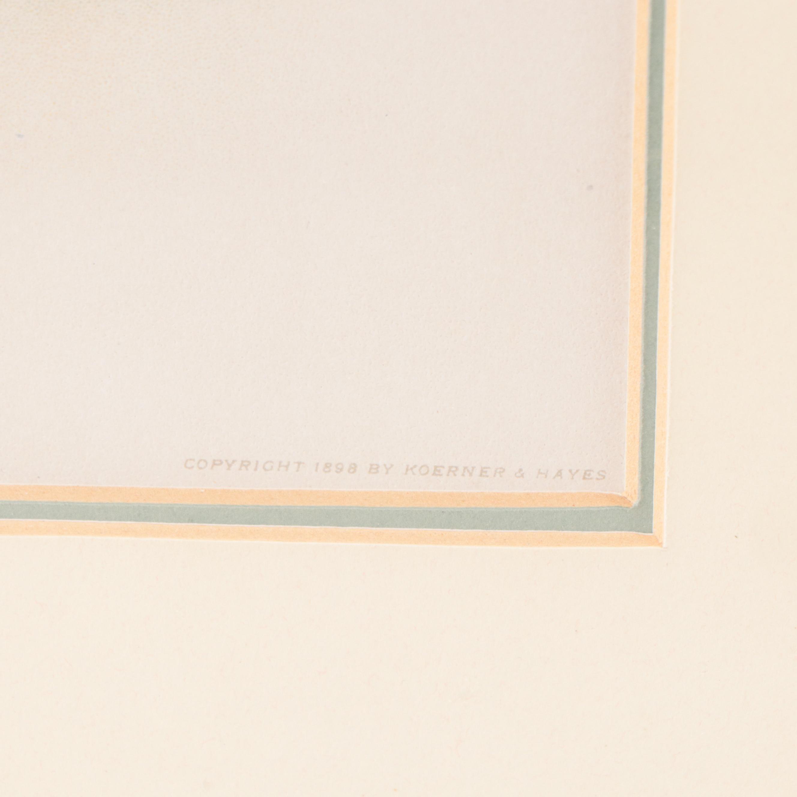 Koerner & Hayes Chromolithograph of Battleships, Circa 1898