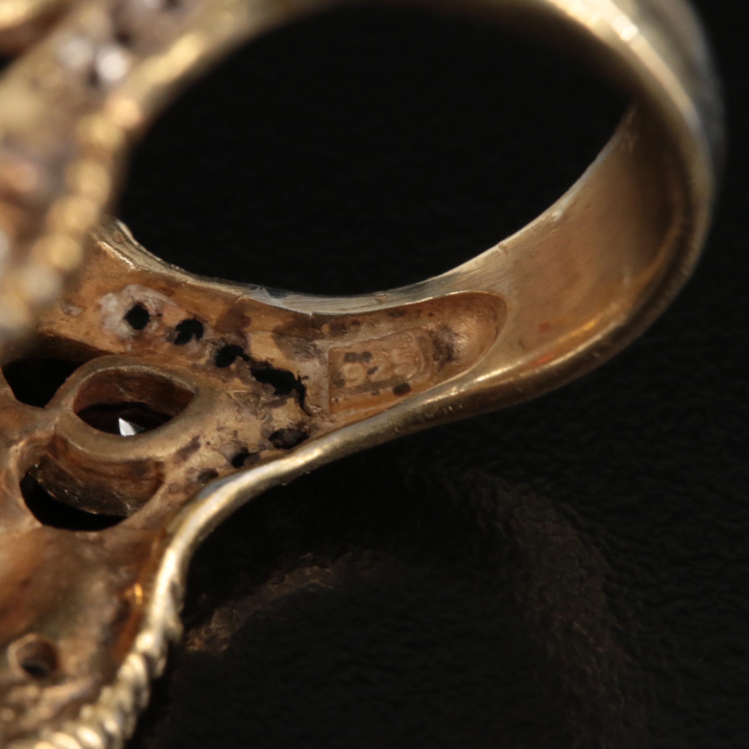 Sterling Citrine, Garnet and Faux Pearl Ring with GIA Report