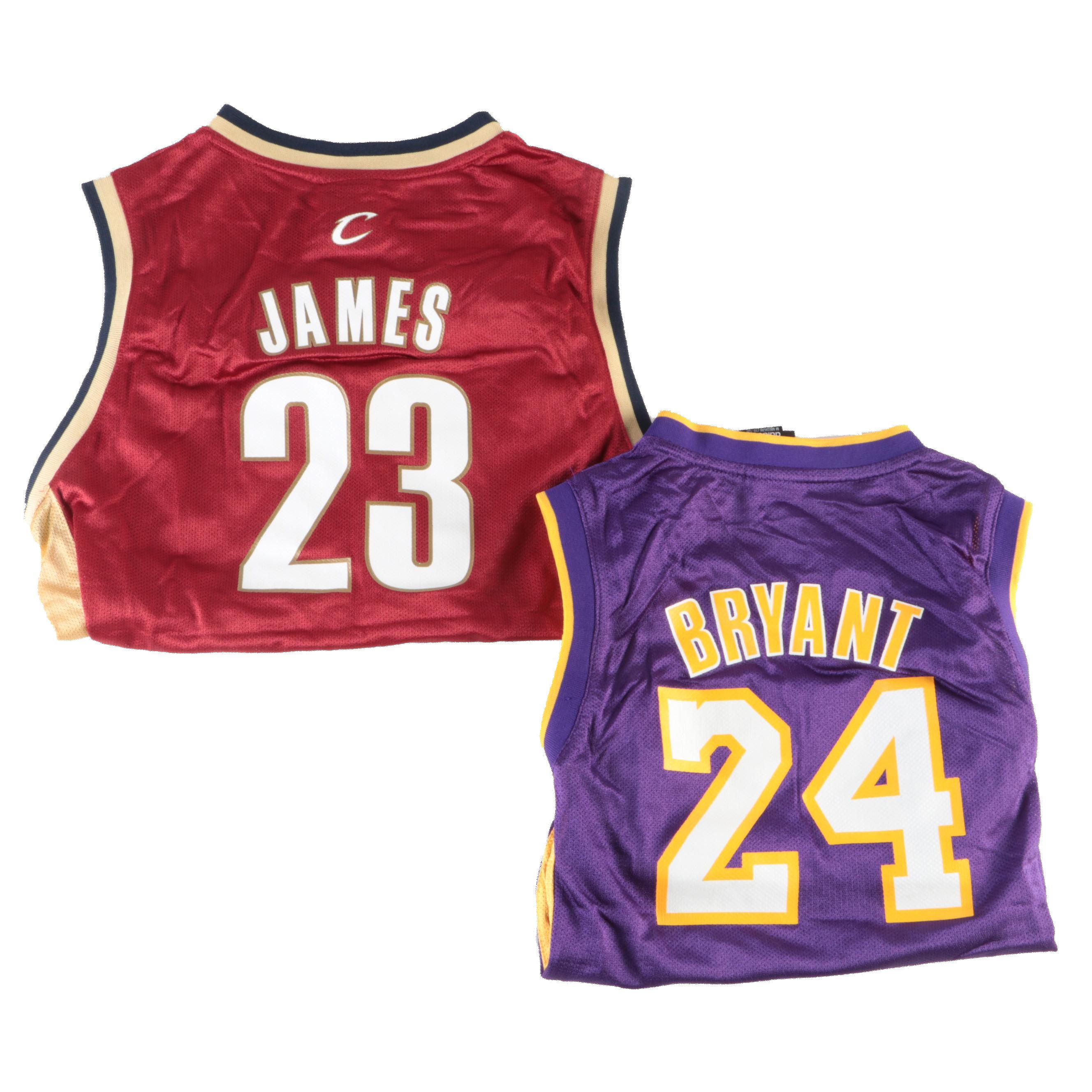 Kobe Bryant and LeBron James Youth Size Basketball Jerseys