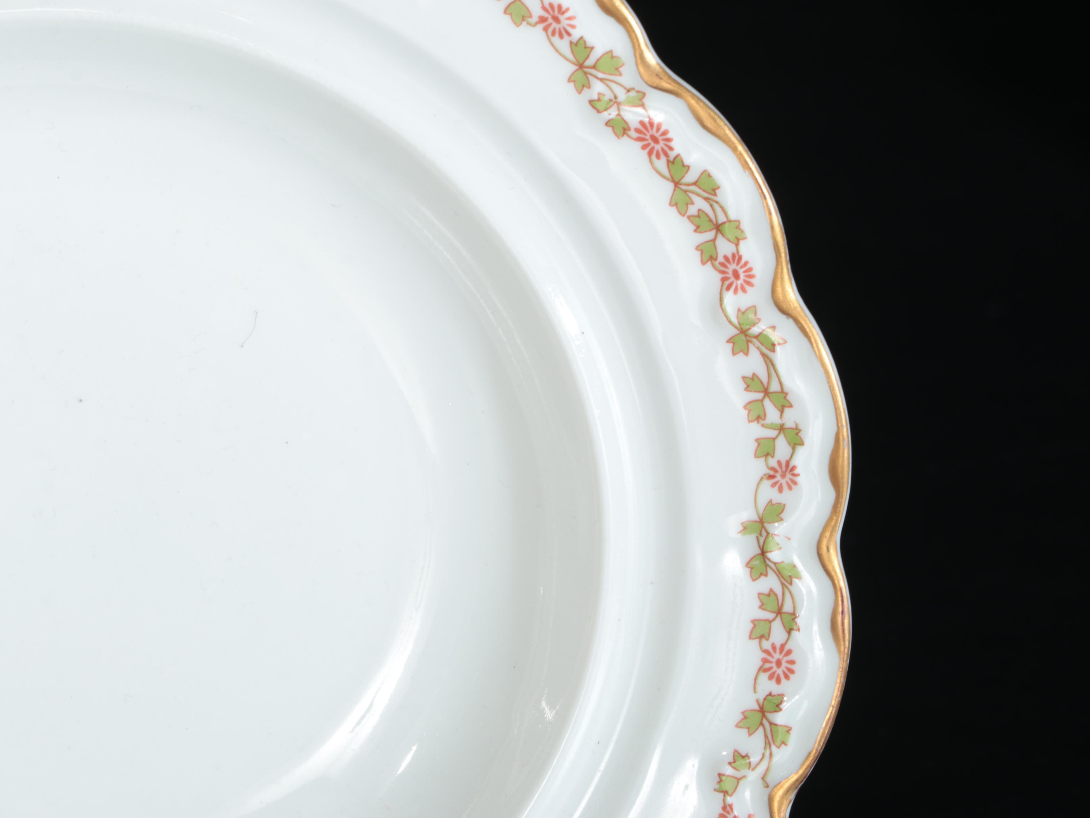 Theodore Haviland Floral Band Limoges Porcelain Dinnerware, Early 20th Century