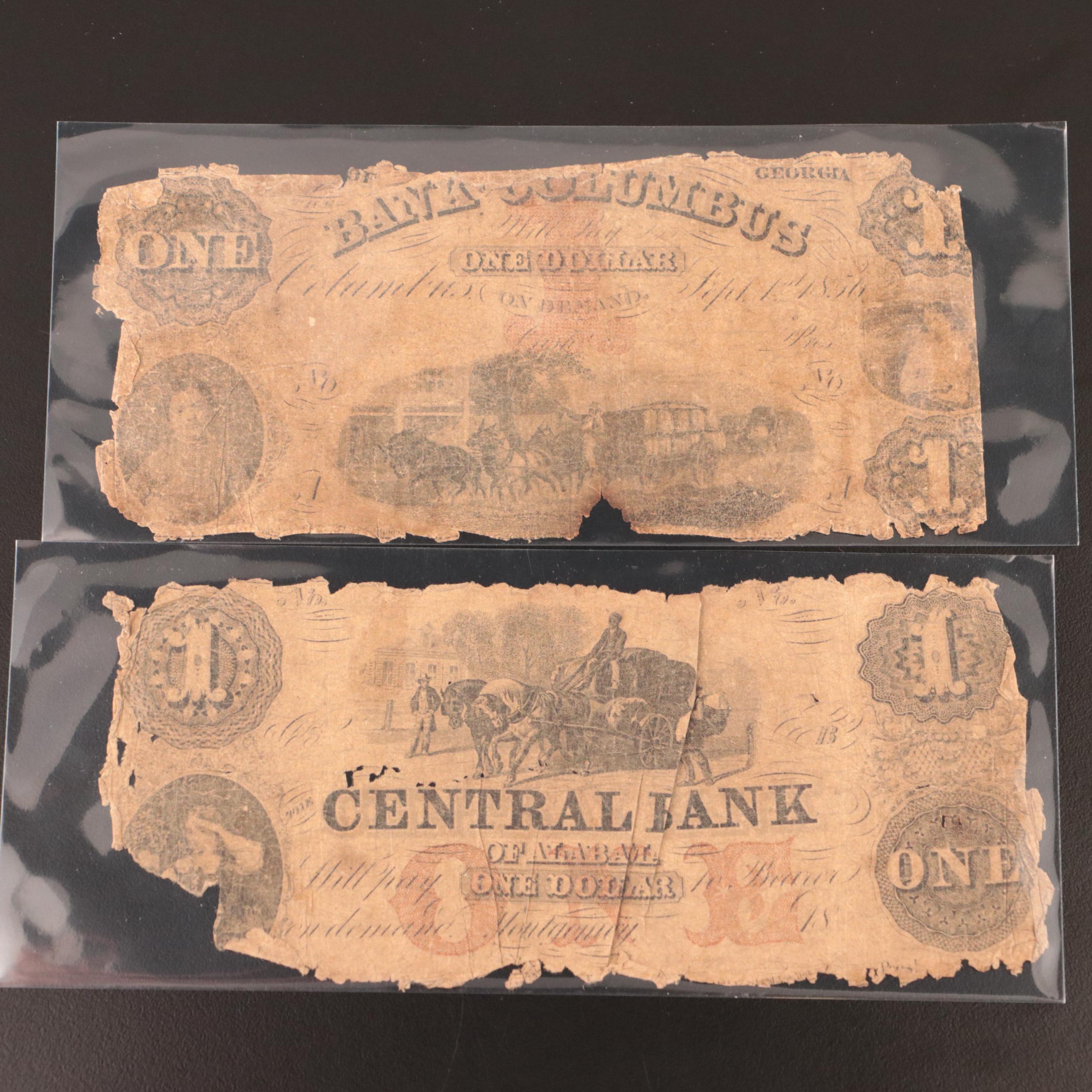Group of Four Confederate and Obsolete Bank Notes