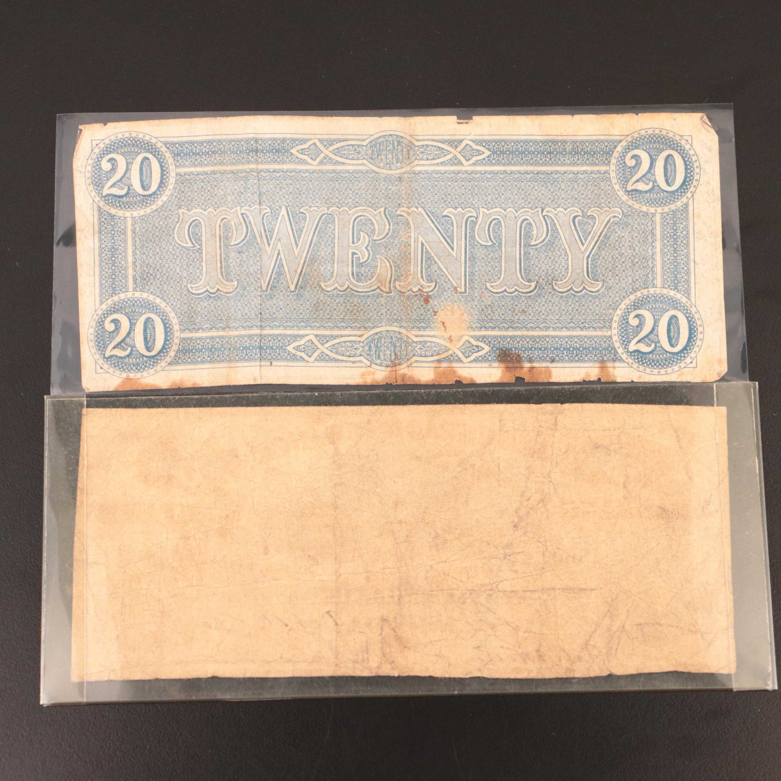 Group of Four Confederate and Obsolete Bank Notes