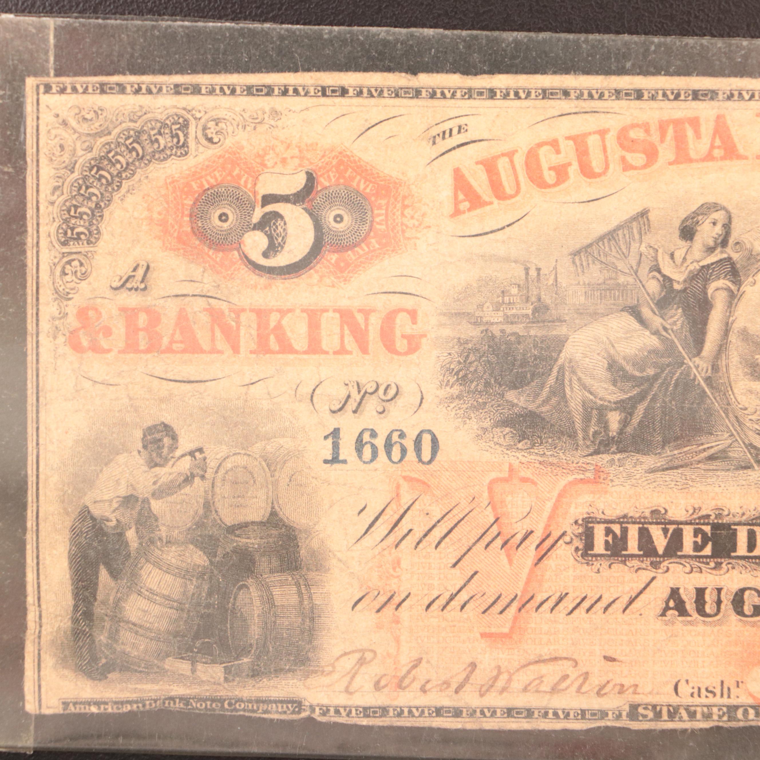 Group of Four Confederate and Obsolete Bank Notes