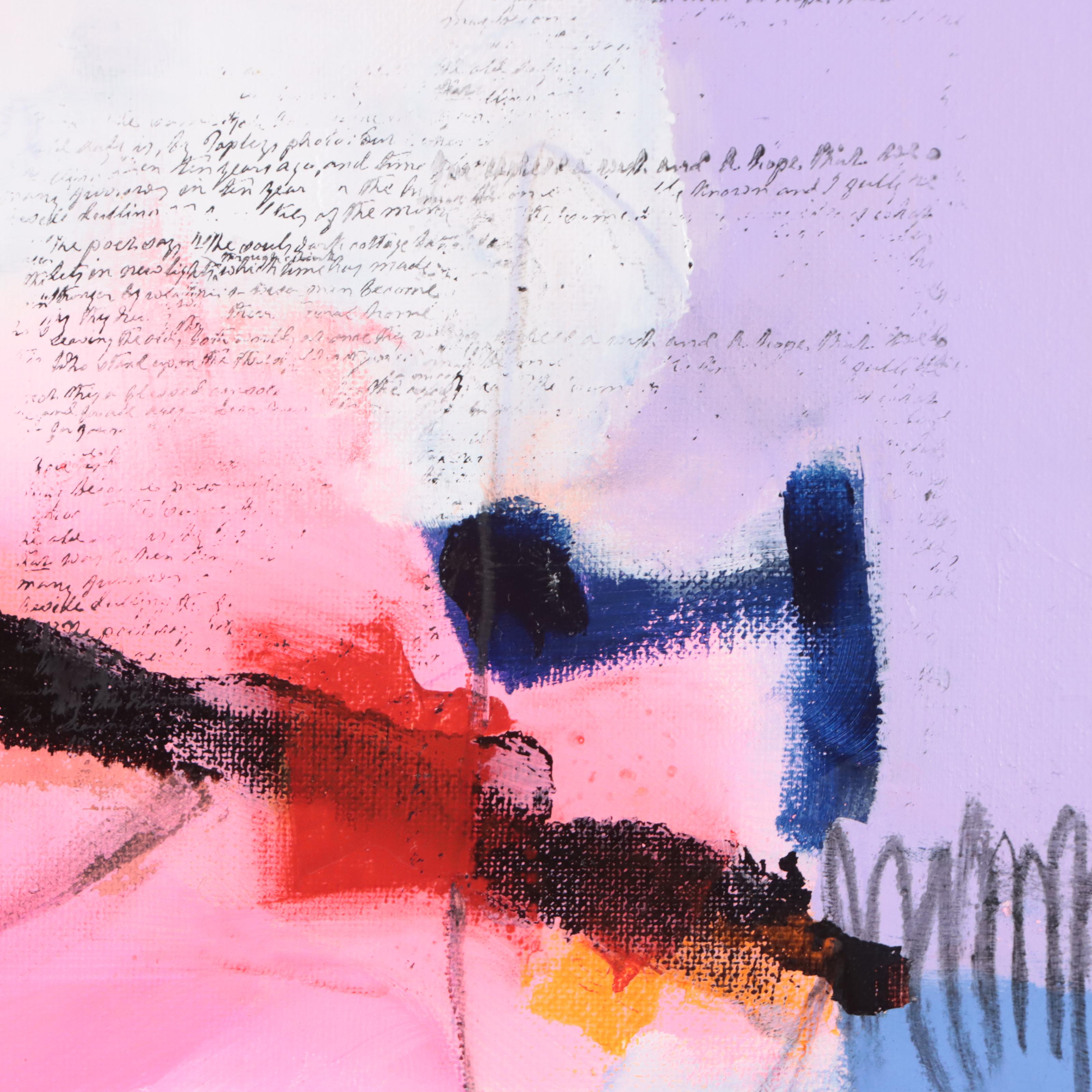 Milagros Pongo Mixed Media Painting "Last Quarter Moon," 21st Century