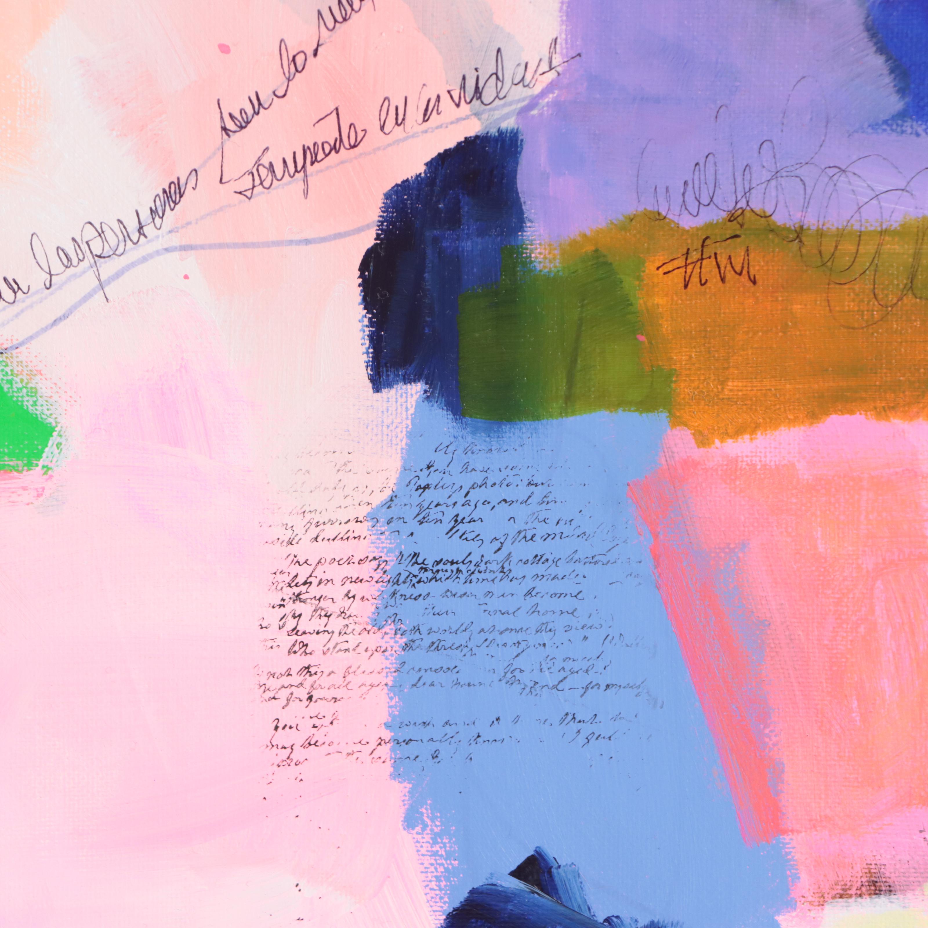 Milagros Pongo Mixed Media Painting "New Moon," 21st Century