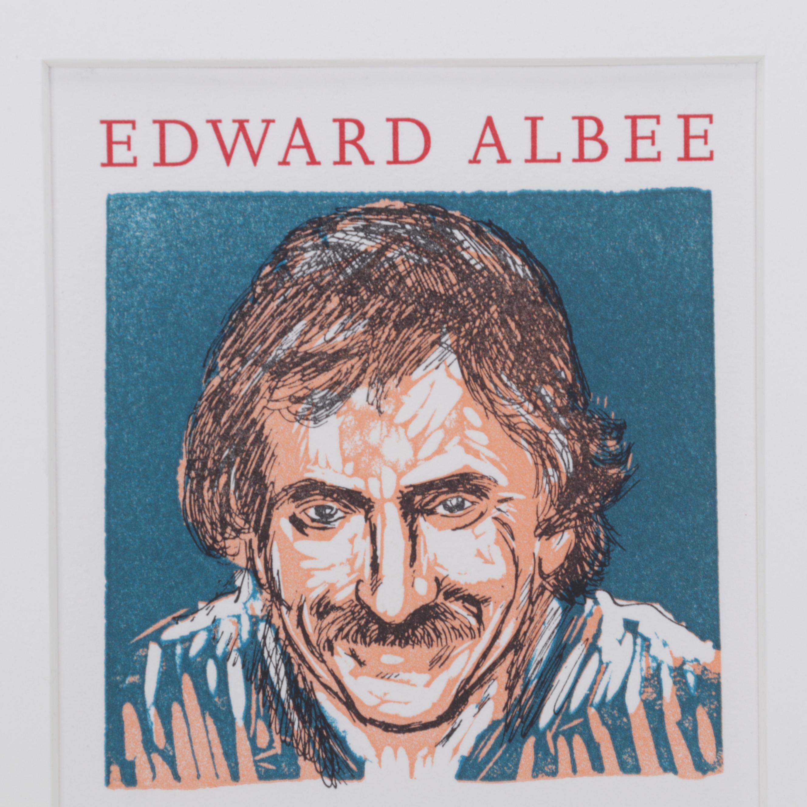 Sidney Chafetz Woodcut "Edward Albee," 1992
