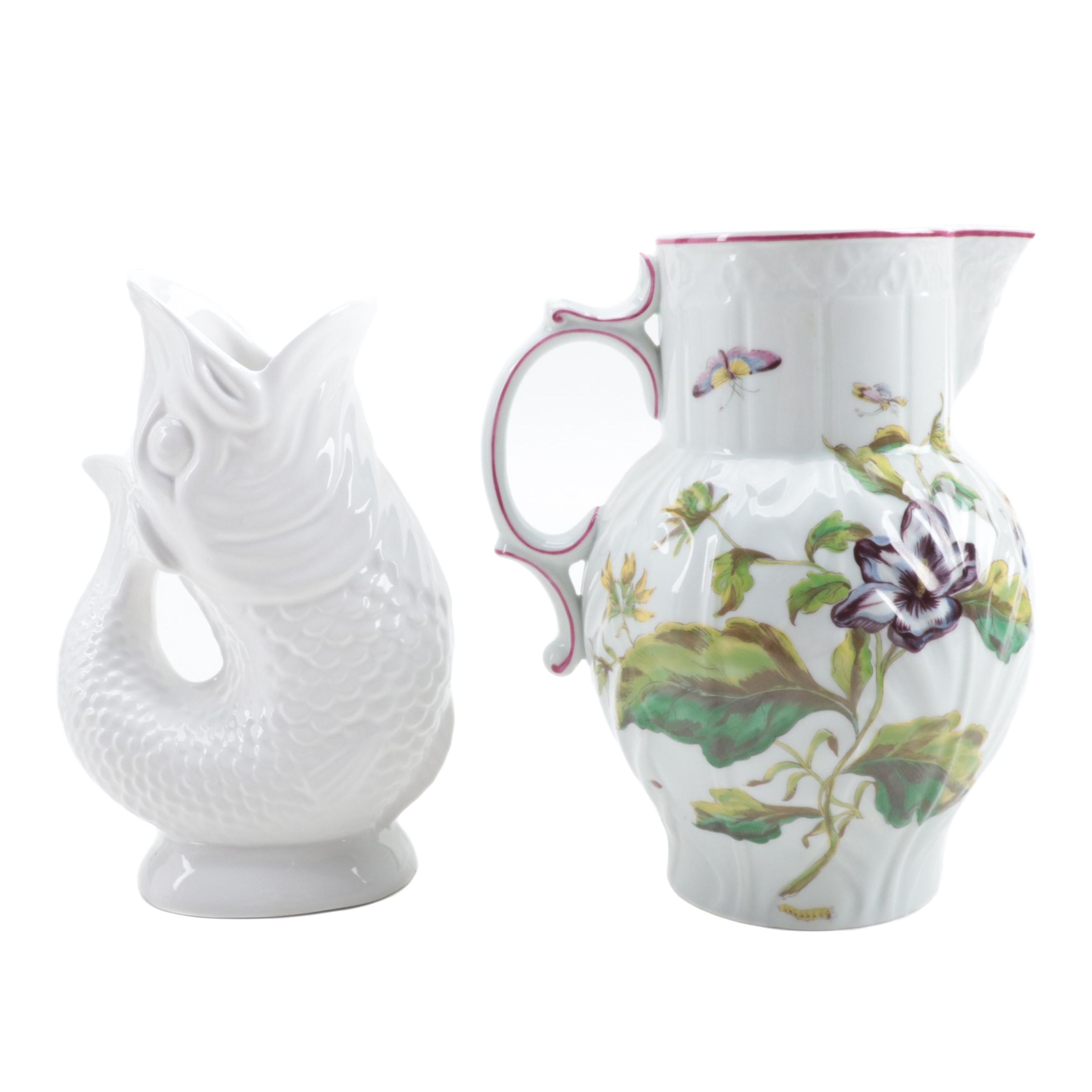 Mottahedeh Metropolitan Museum of Art Chelsea Style Pitcher and Gluggle Jug