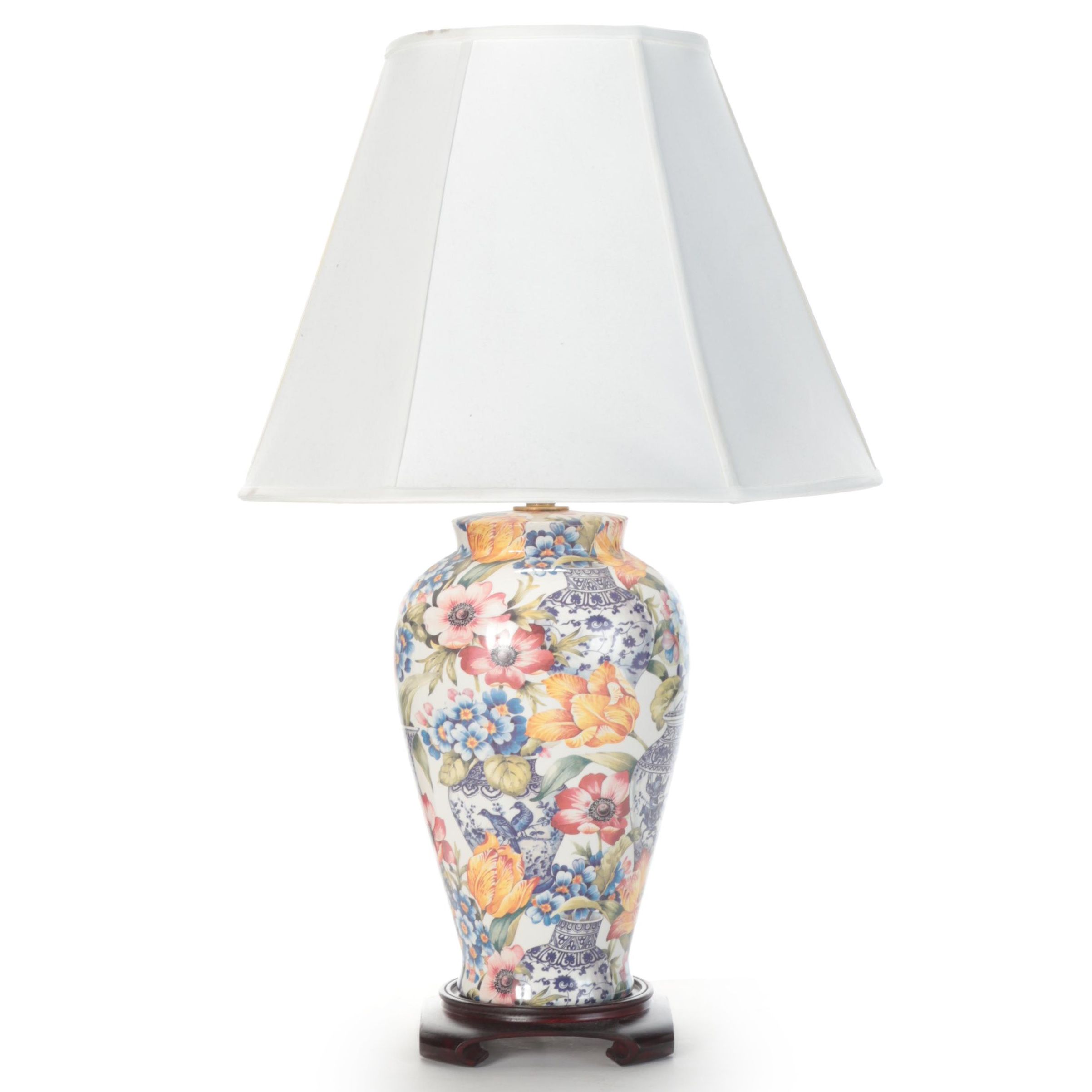 Paint-Decorated Porcelain Vase Table Lamp, Contemporary