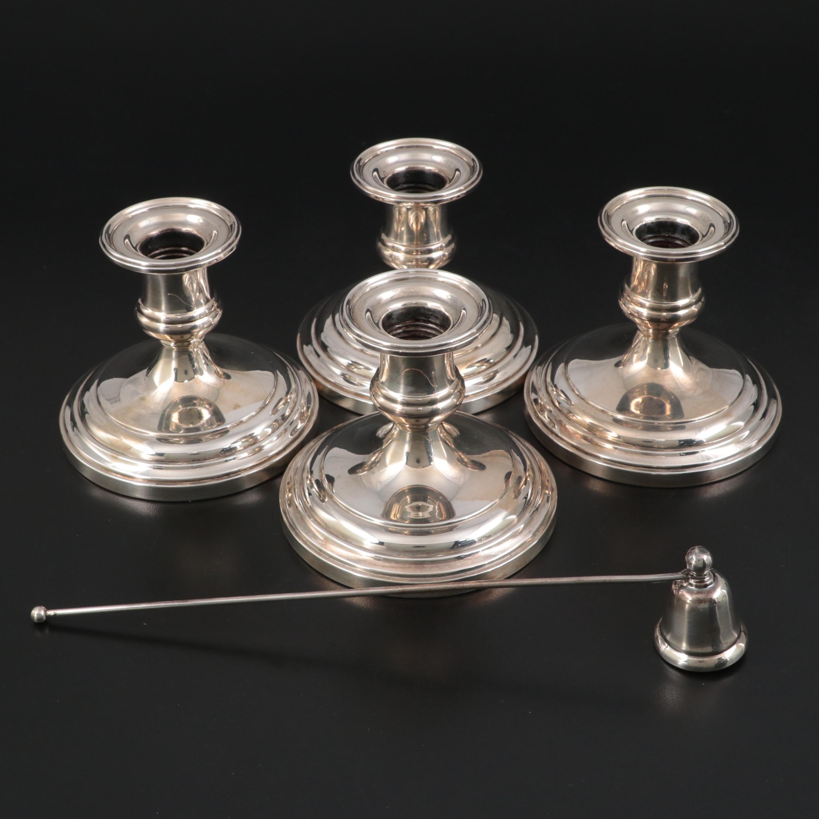 S. Kirk & Son Sterling Silver Candlesticks with Sterling Candle Snuffer