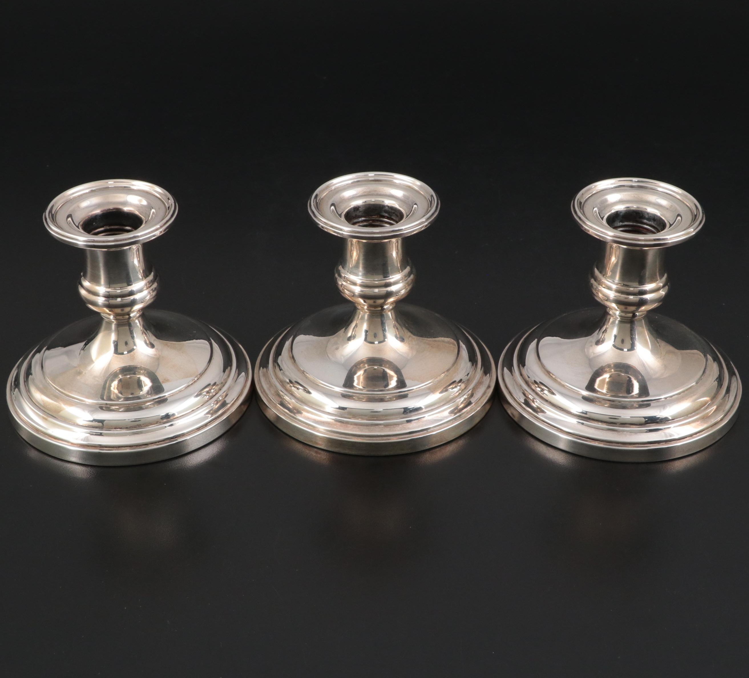 S. Kirk & Son Sterling Silver Candlesticks with Sterling Candle Snuffer