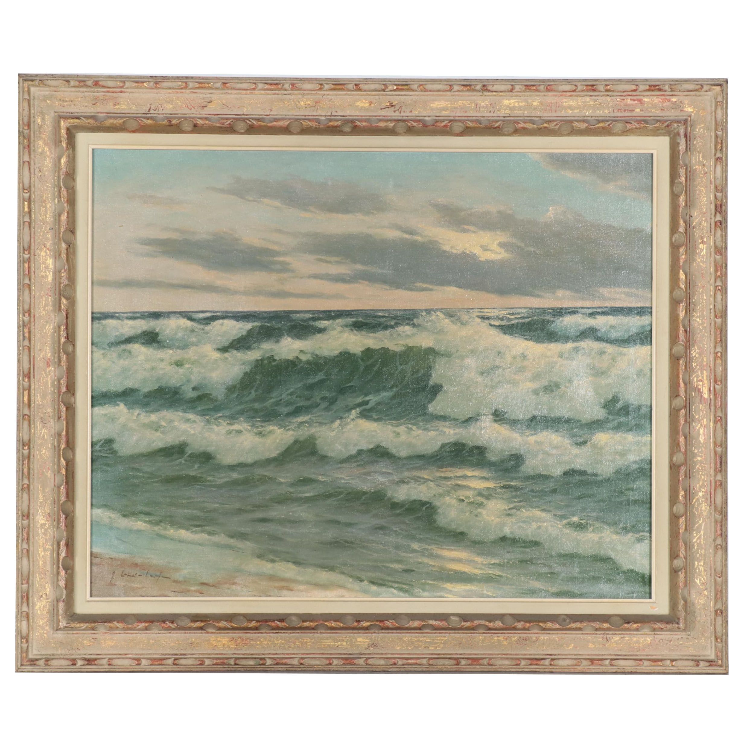 Gerhard Lukas-Larsen Oil Painting of Seascape, Mid-20th Century