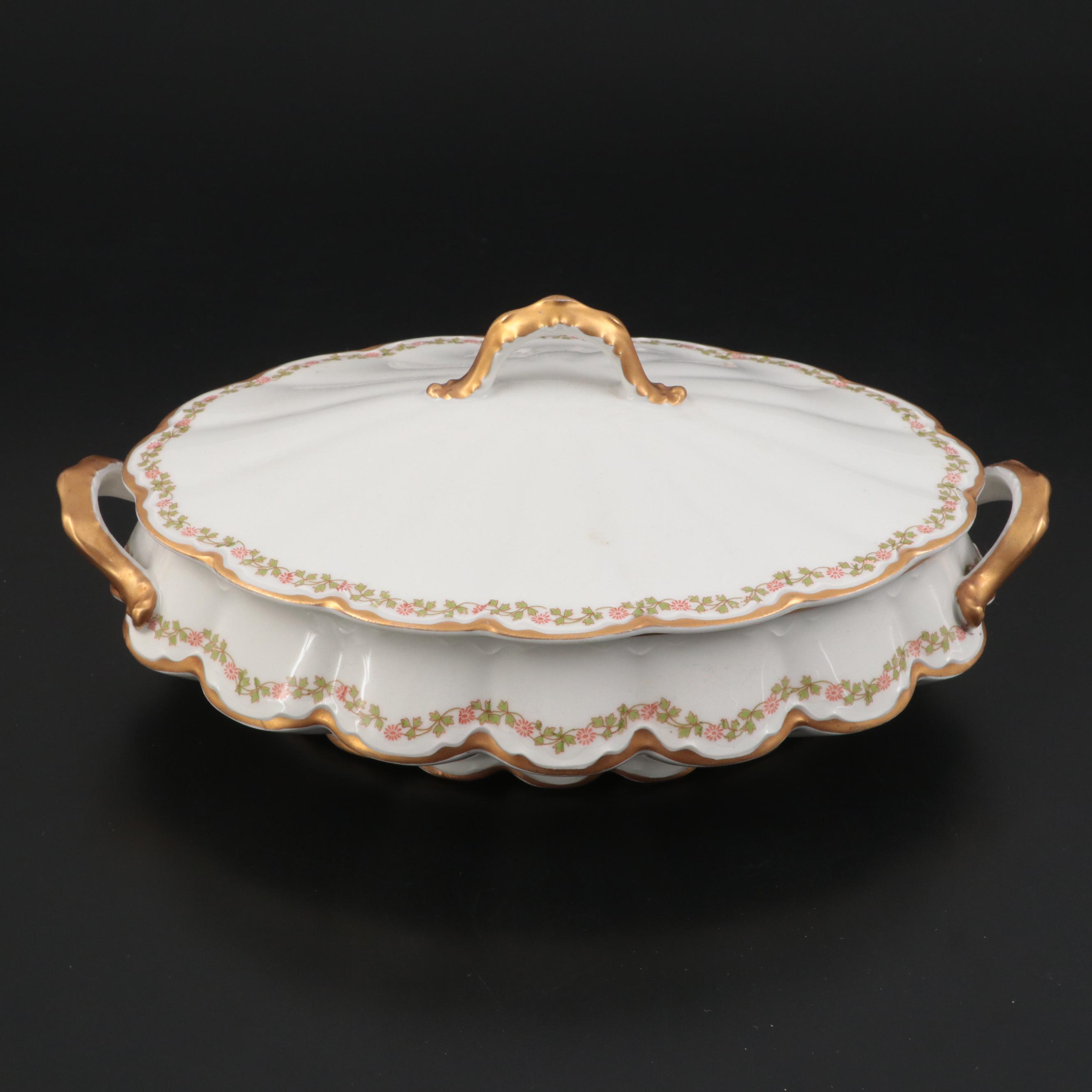 Theodore Haviland Floral Band Limoges Porcelain Serveware, Early 20th Century
