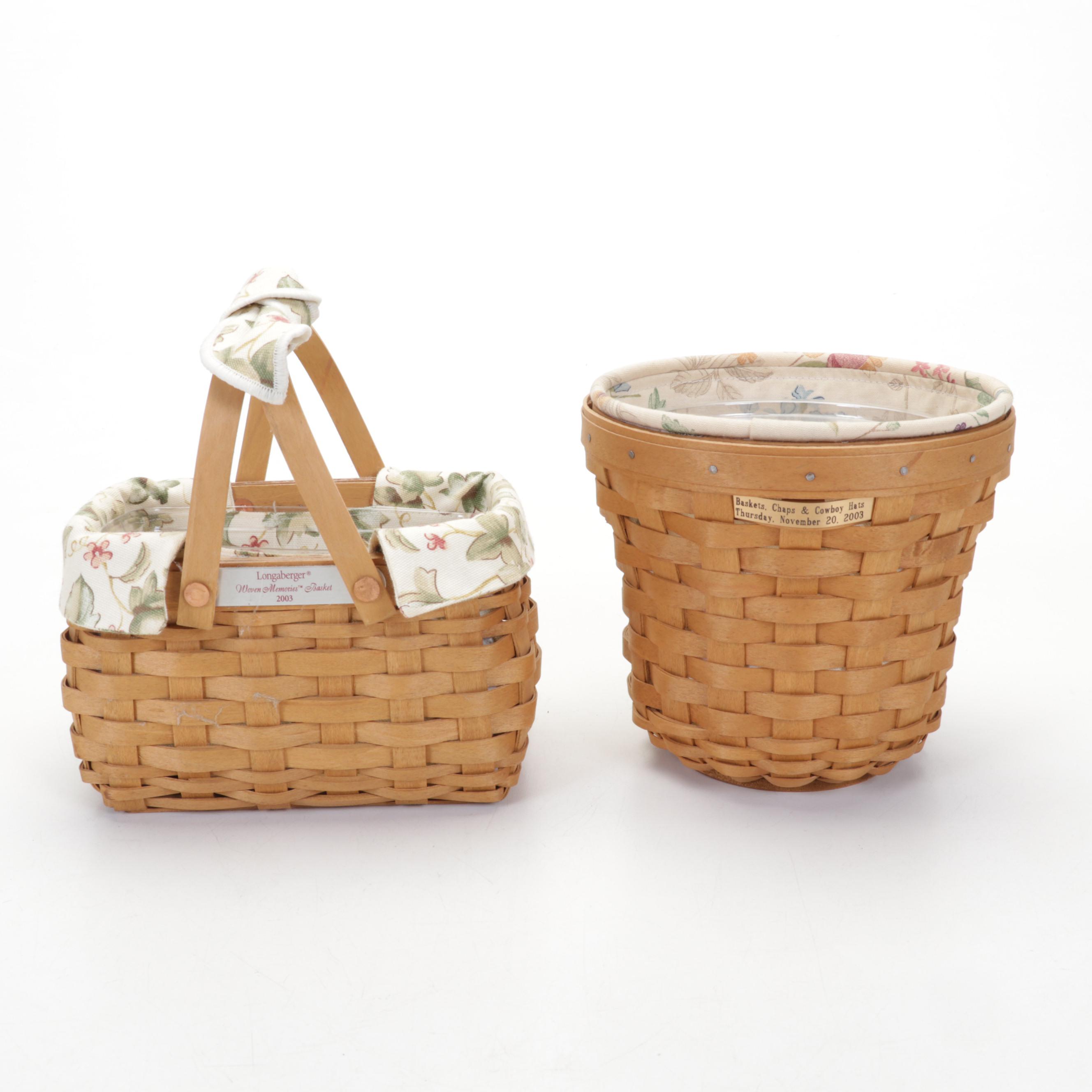 Longaberger Handwoven Wicker Baskets and Wrought Iron Basket Stand