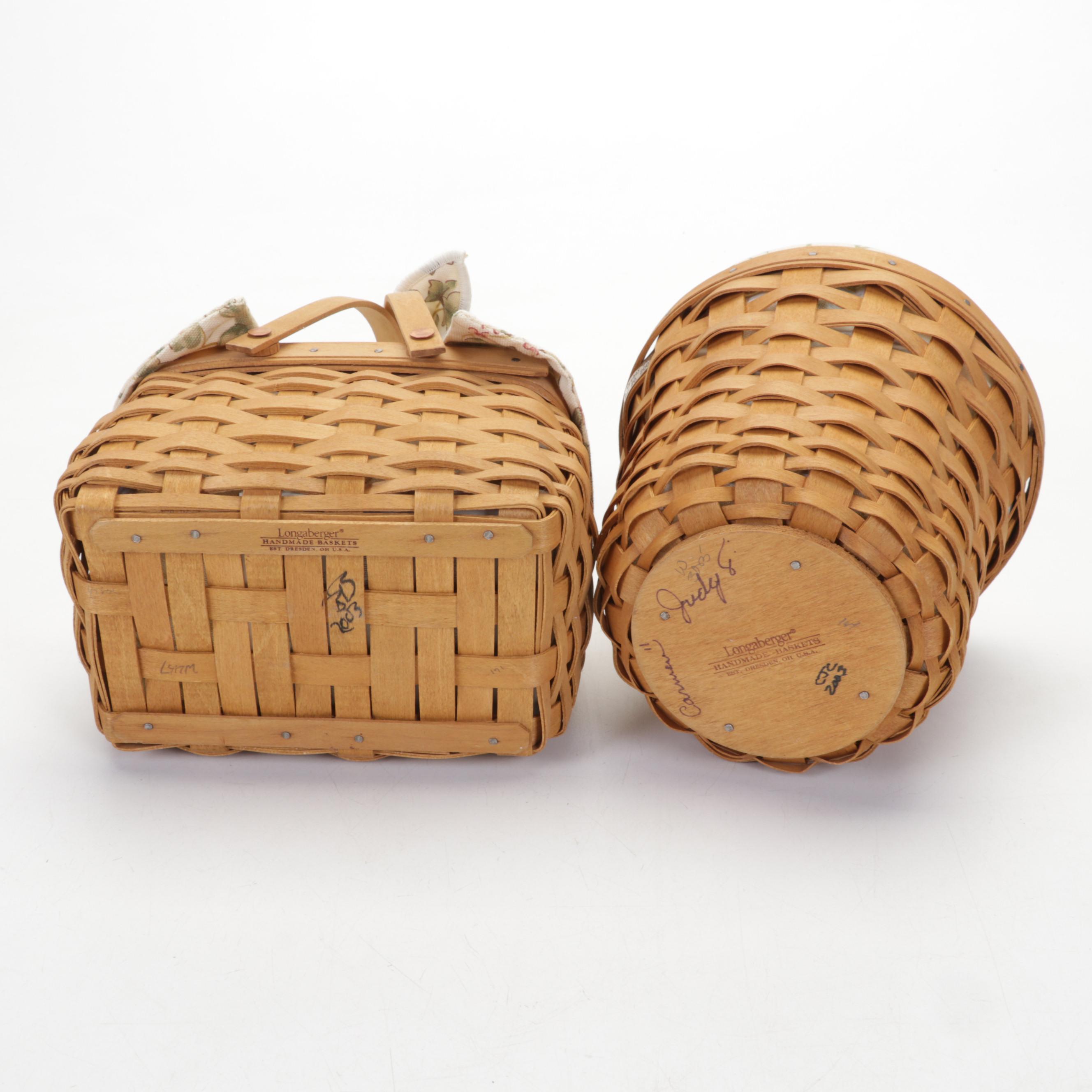 Longaberger Handwoven Wicker Baskets and Wrought Iron Basket Stand