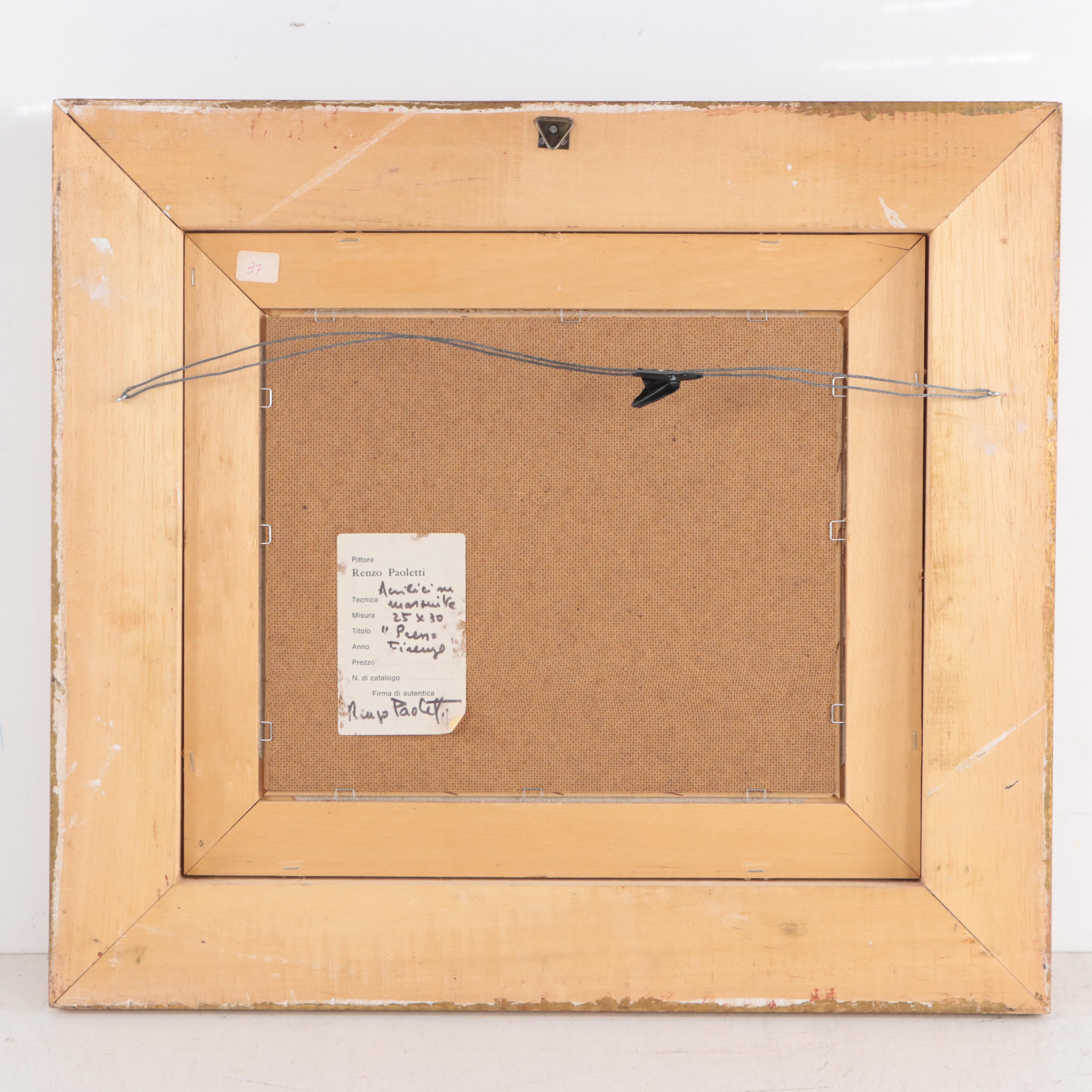 Renzo Paoletti Oil Painting of Florence Landscape "Premo Firenze"