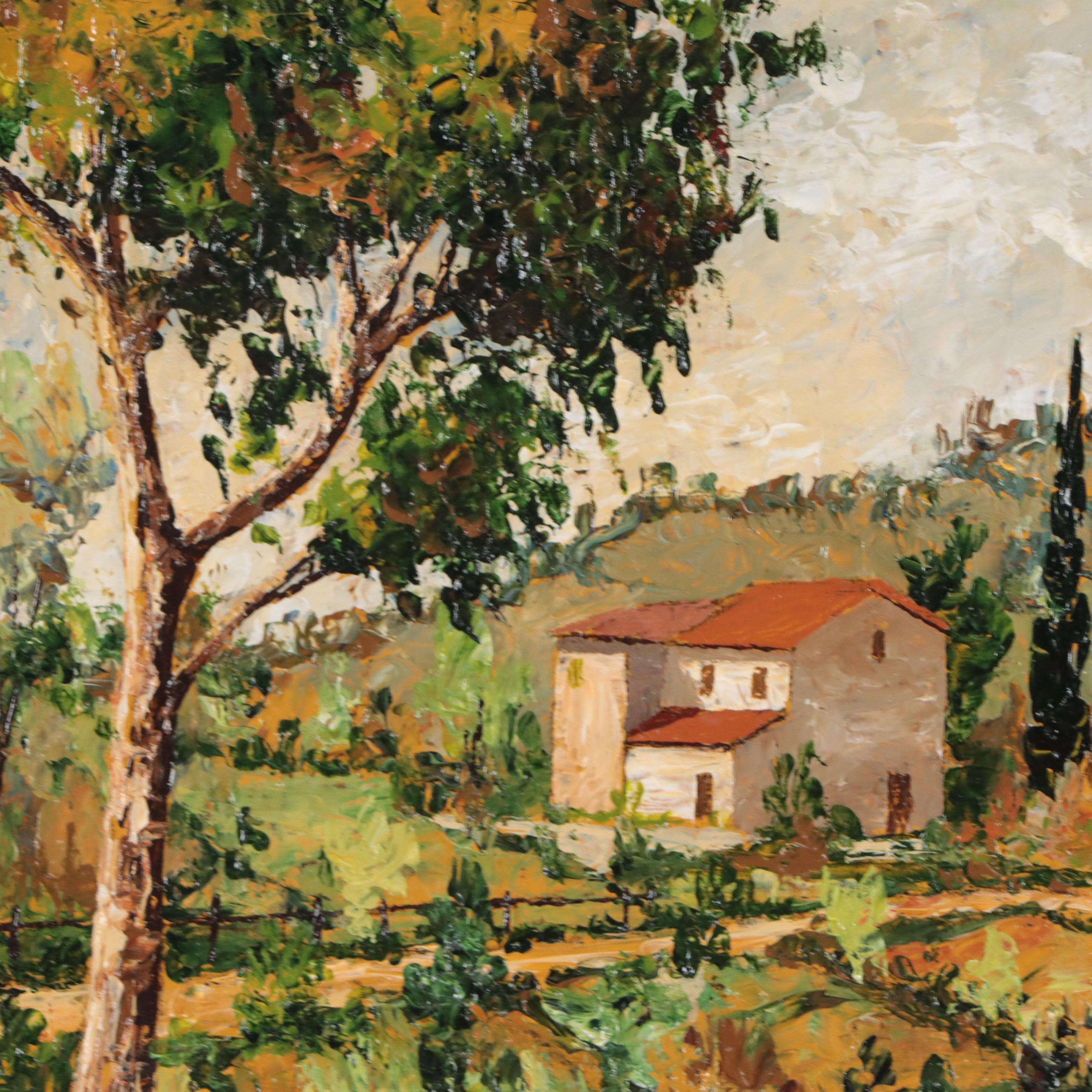 Renzo Paoletti Oil Painting of Tuscan Landscape "Cantagua Toscana"