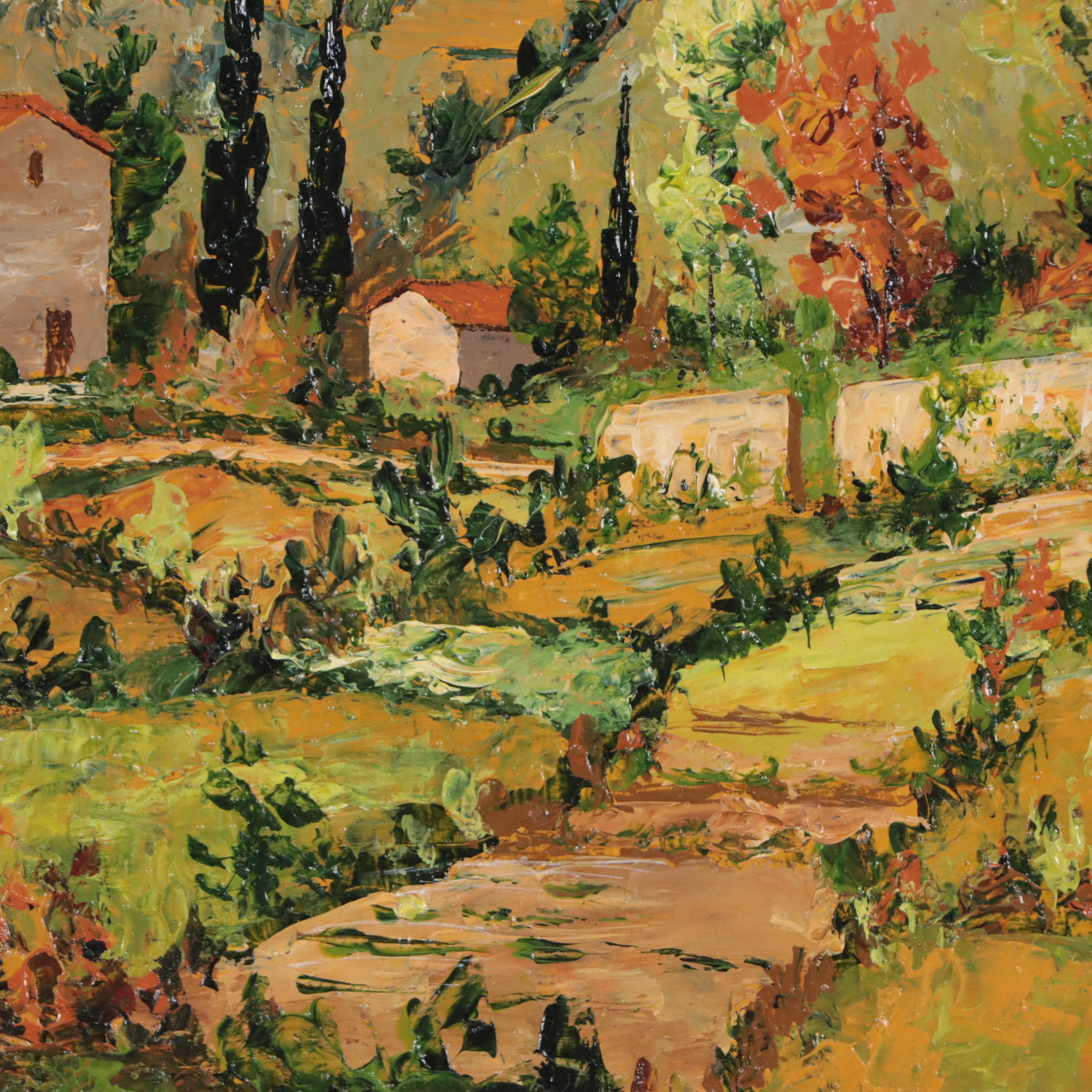 Renzo Paoletti Oil Painting of Tuscan Landscape "Cantagua Toscana"