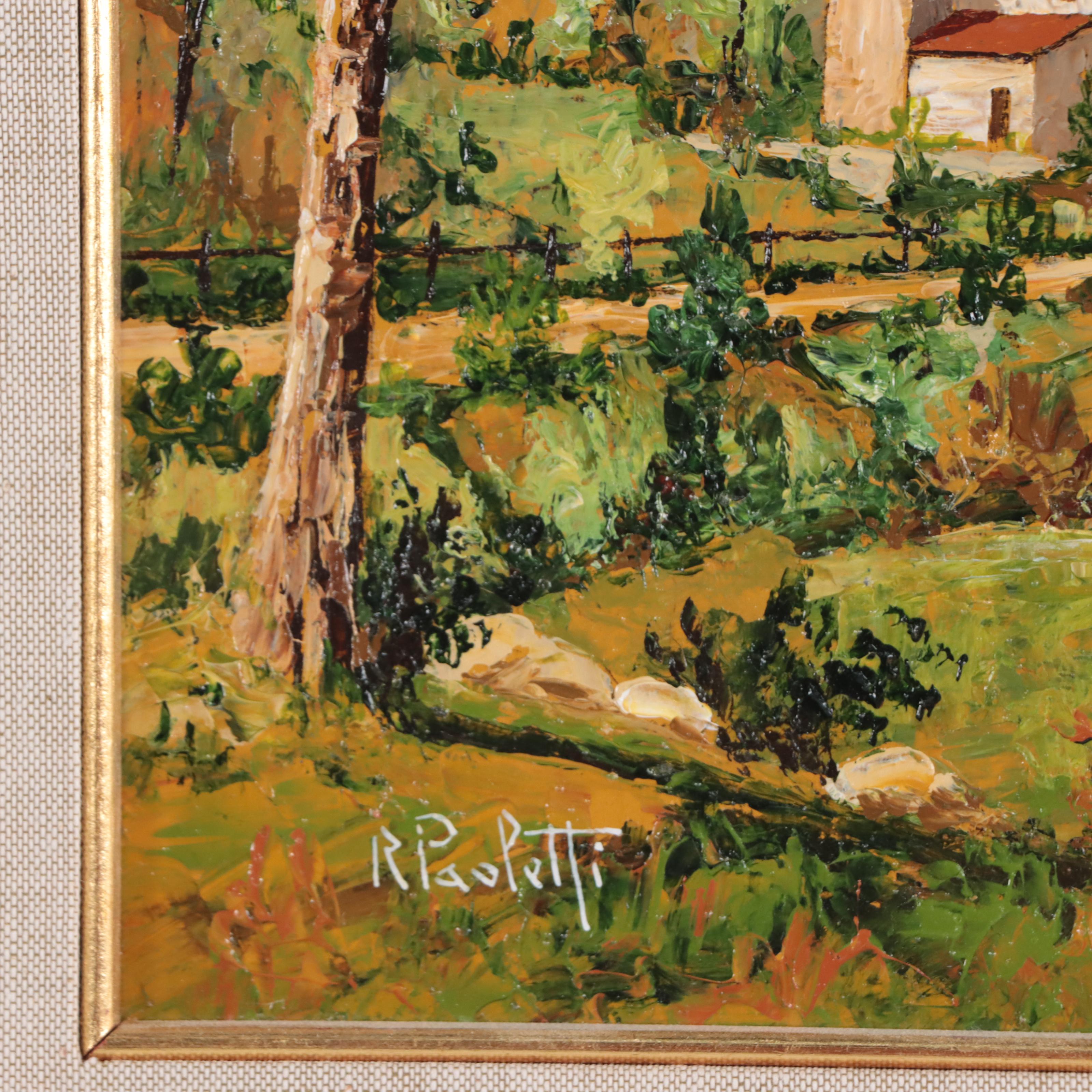 Renzo Paoletti Oil Painting of Tuscan Landscape "Cantagua Toscana"