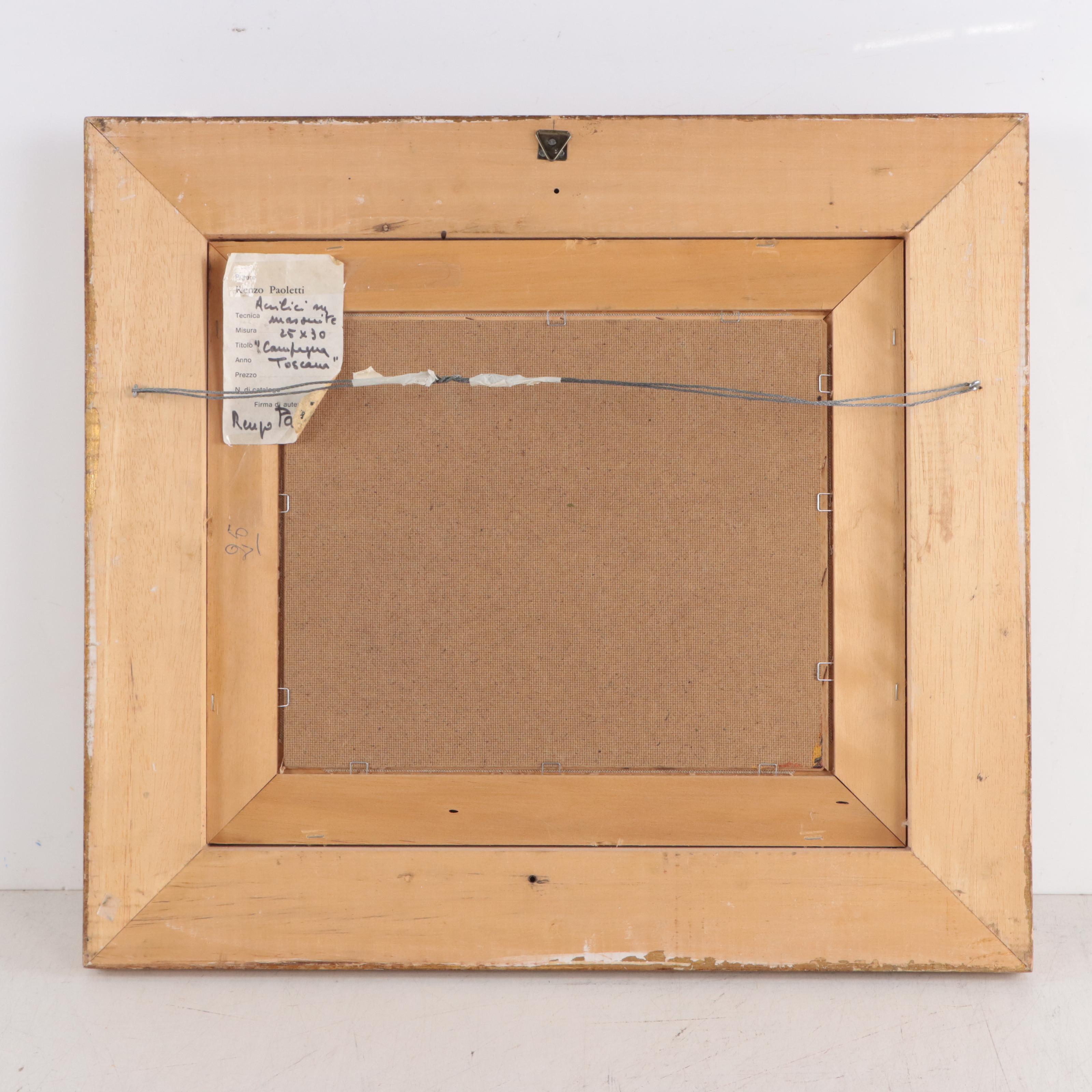 Renzo Paoletti Oil Painting of Tuscan Landscape "Cantagua Toscana"