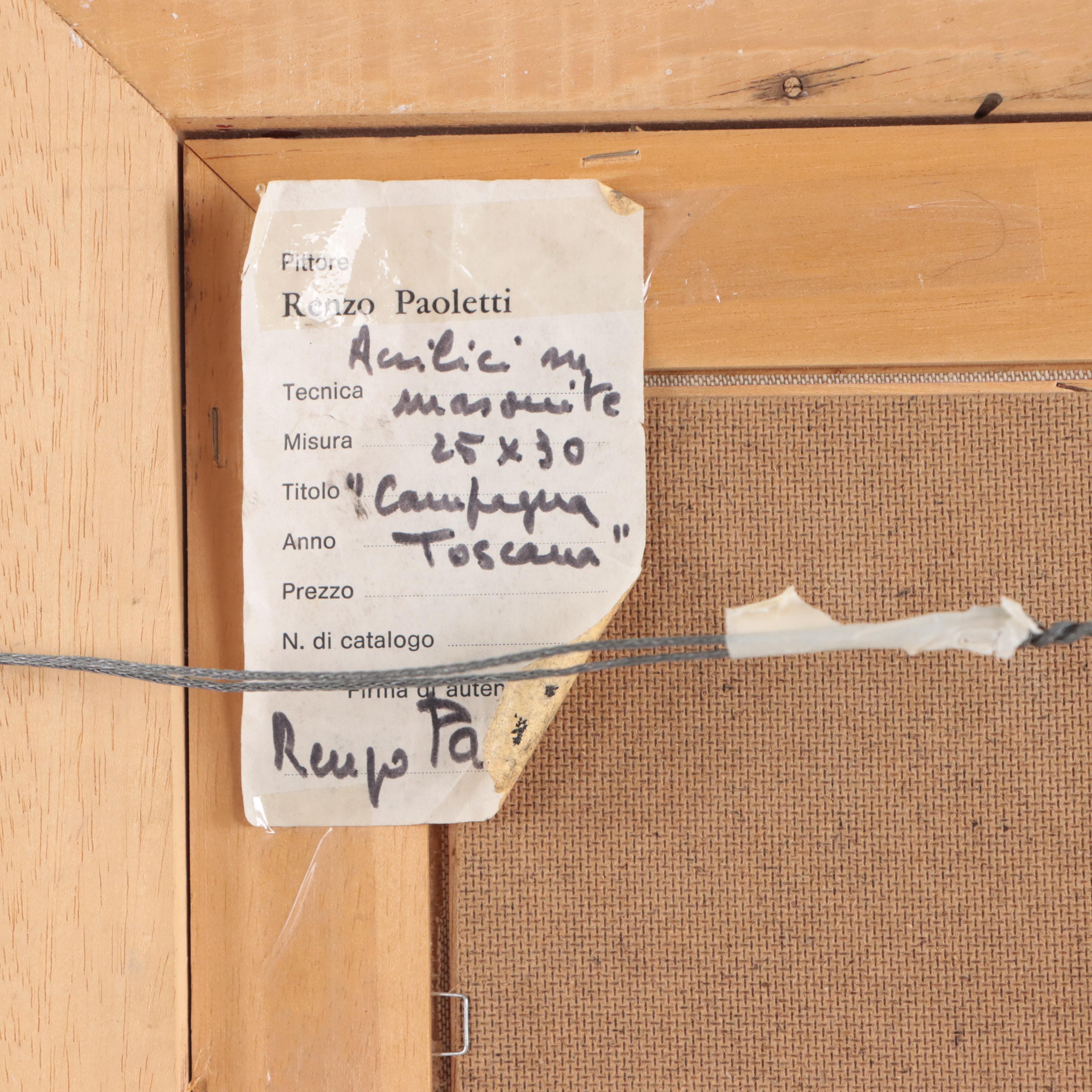 Renzo Paoletti Oil Painting of Tuscan Landscape "Cantagua Toscana"