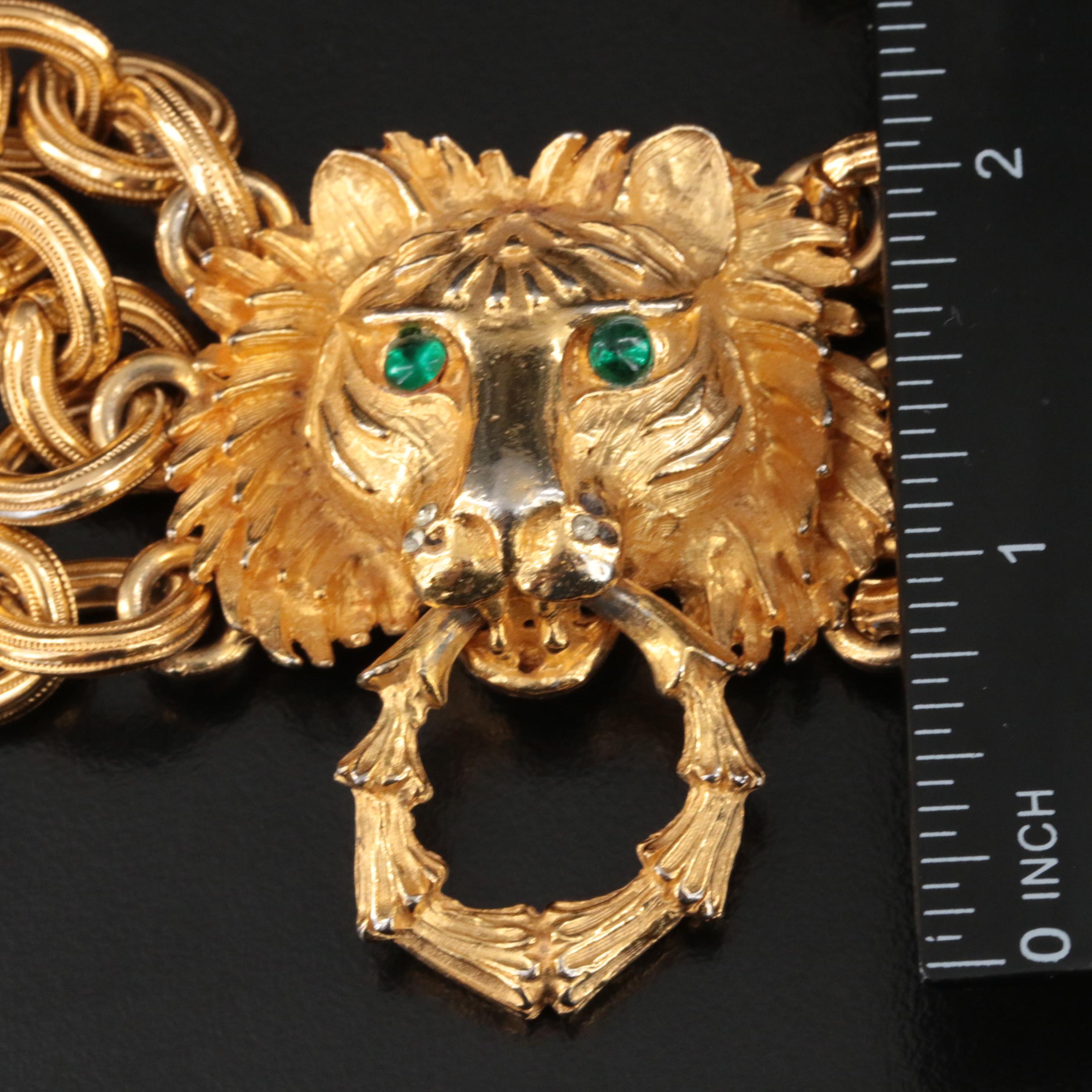 Vintage Pauline Rader Lion Door Knocker Necklace