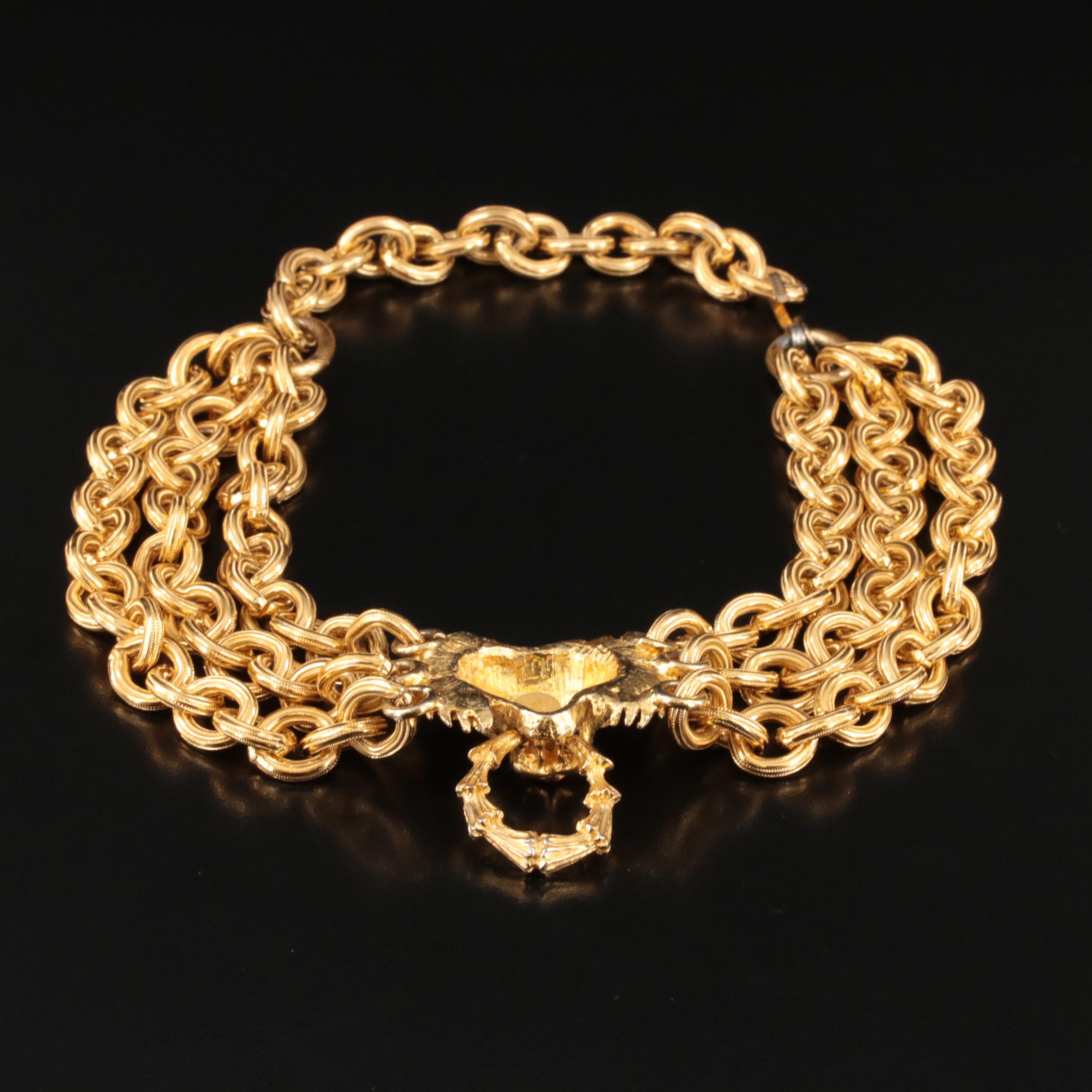 Vintage Pauline Rader Lion Door Knocker Necklace