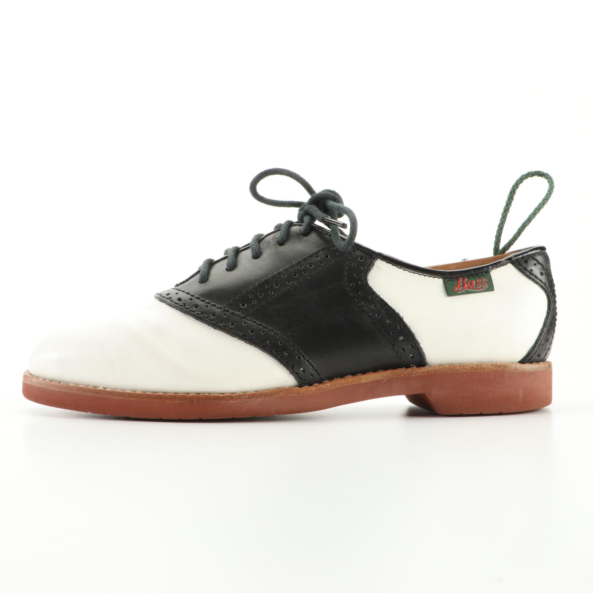 Bass Enfield Saddle Oxford Shoes in Bicolor Leather with Boxes
