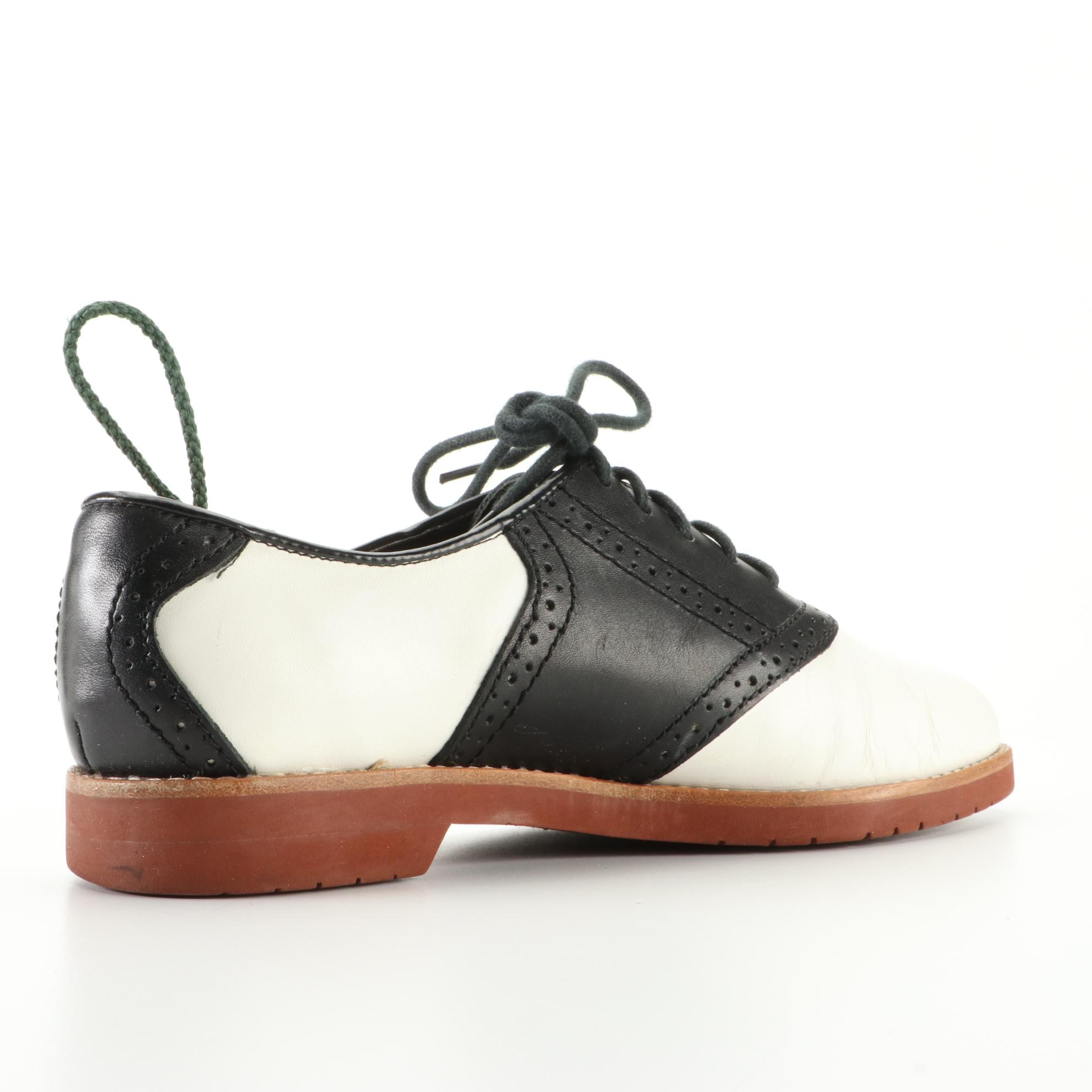 Bass Enfield Saddle Oxford Shoes in Bicolor Leather with Boxes