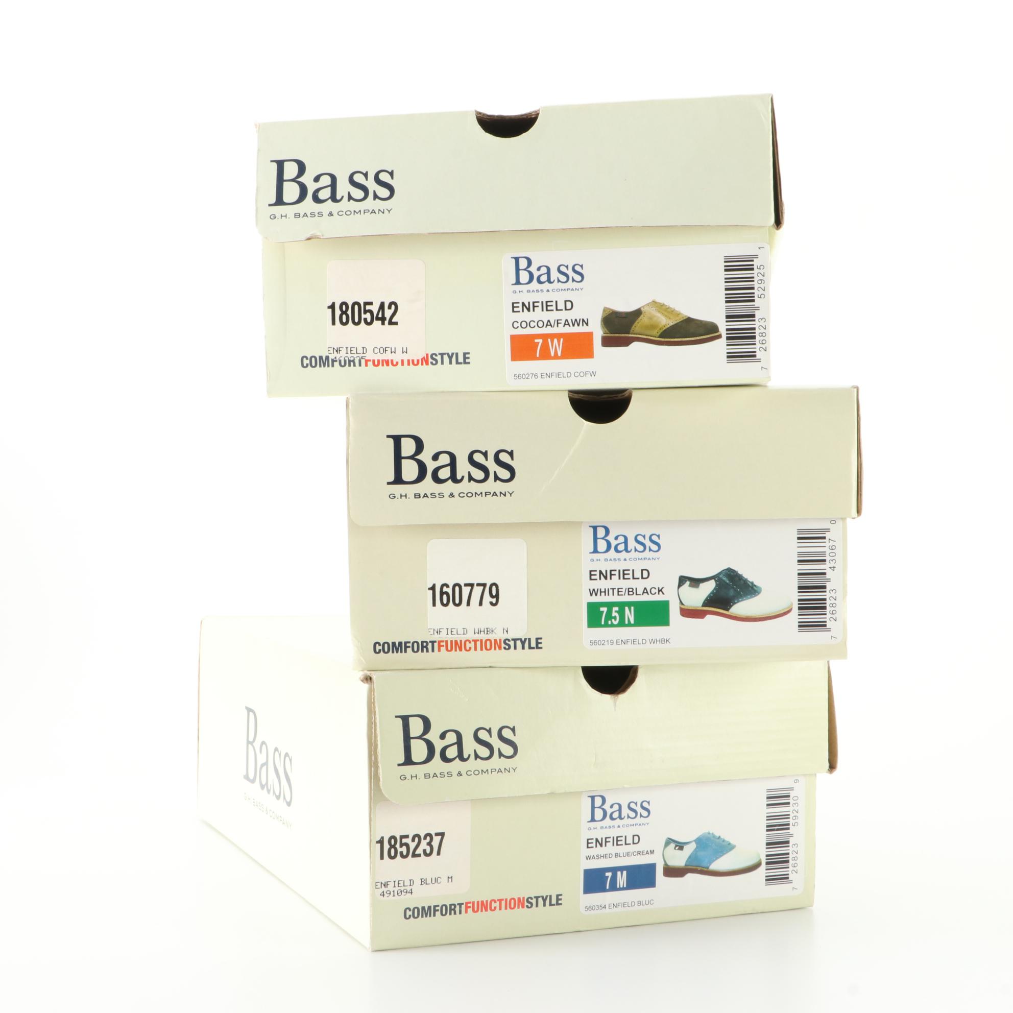 Bass Enfield Saddle Oxford Shoes in Bicolor Leather with Boxes