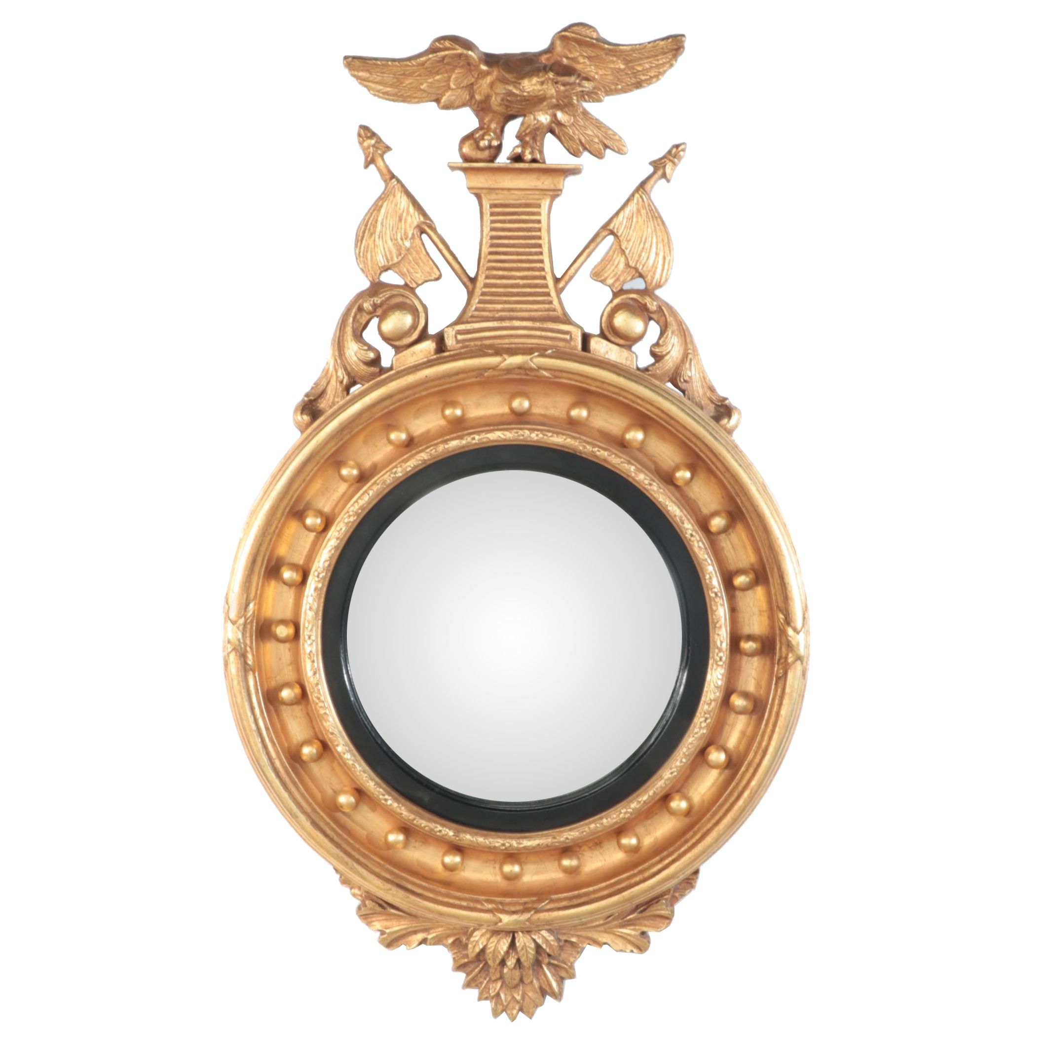 Henredon Historic Natches Collection Gilt Federal Style Girandole Wall Mirror