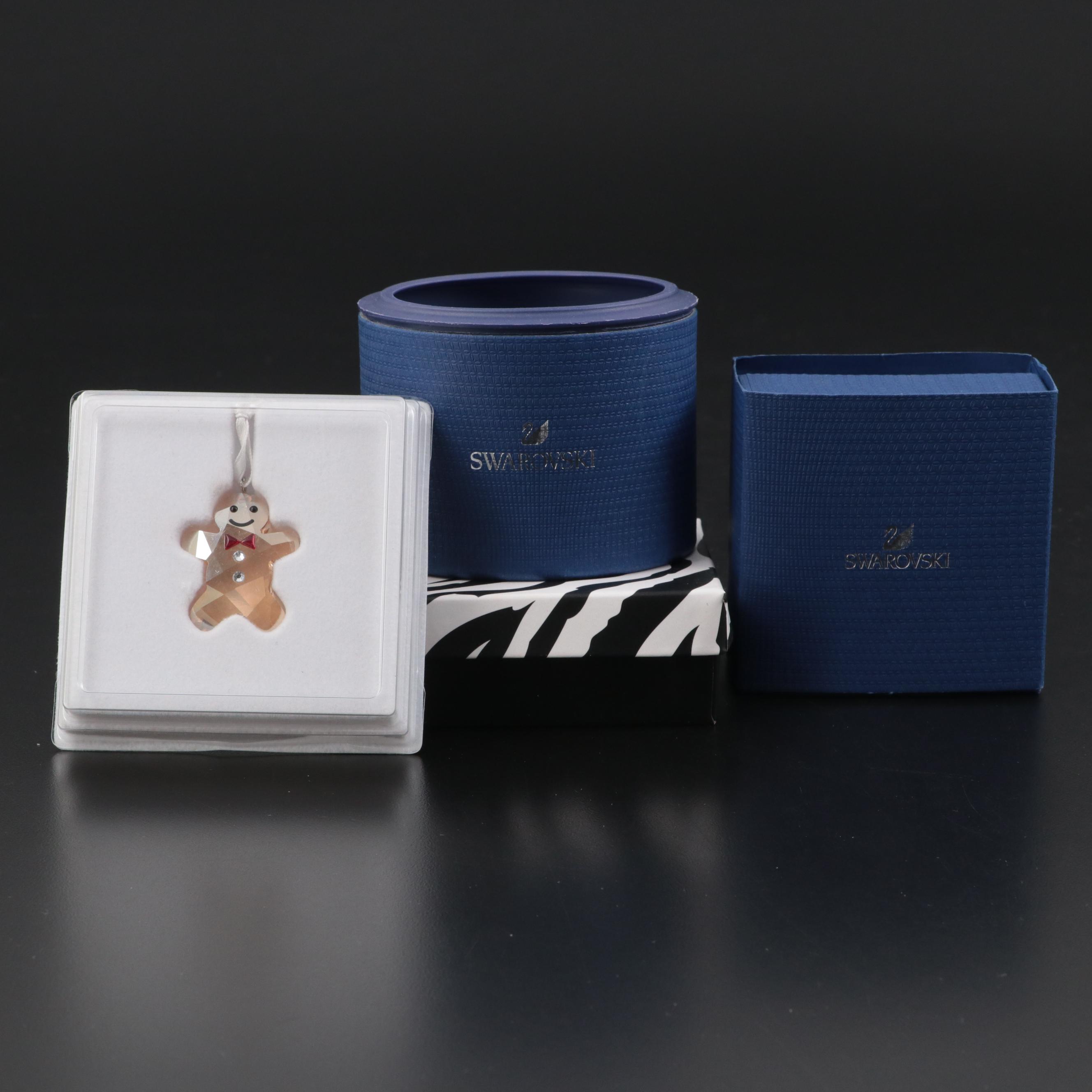 Swarovski Bear, Gingerbread Man, Stocking, and Holly Crystal Ornaments