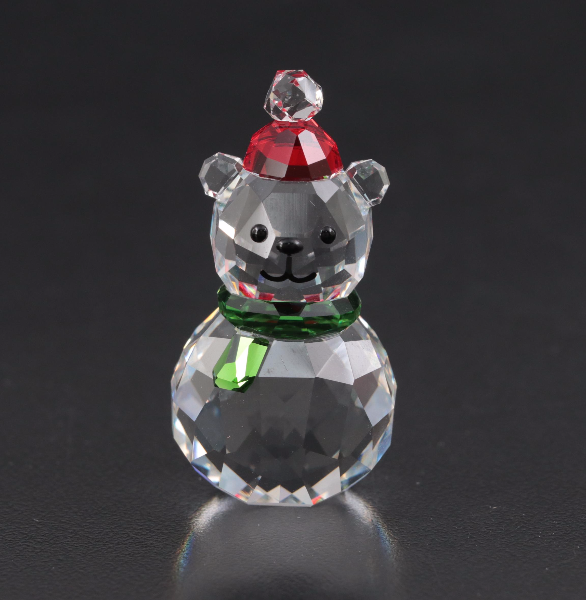 Swarovski Bear, Gingerbread Man, Stocking, and Holly Crystal Ornaments