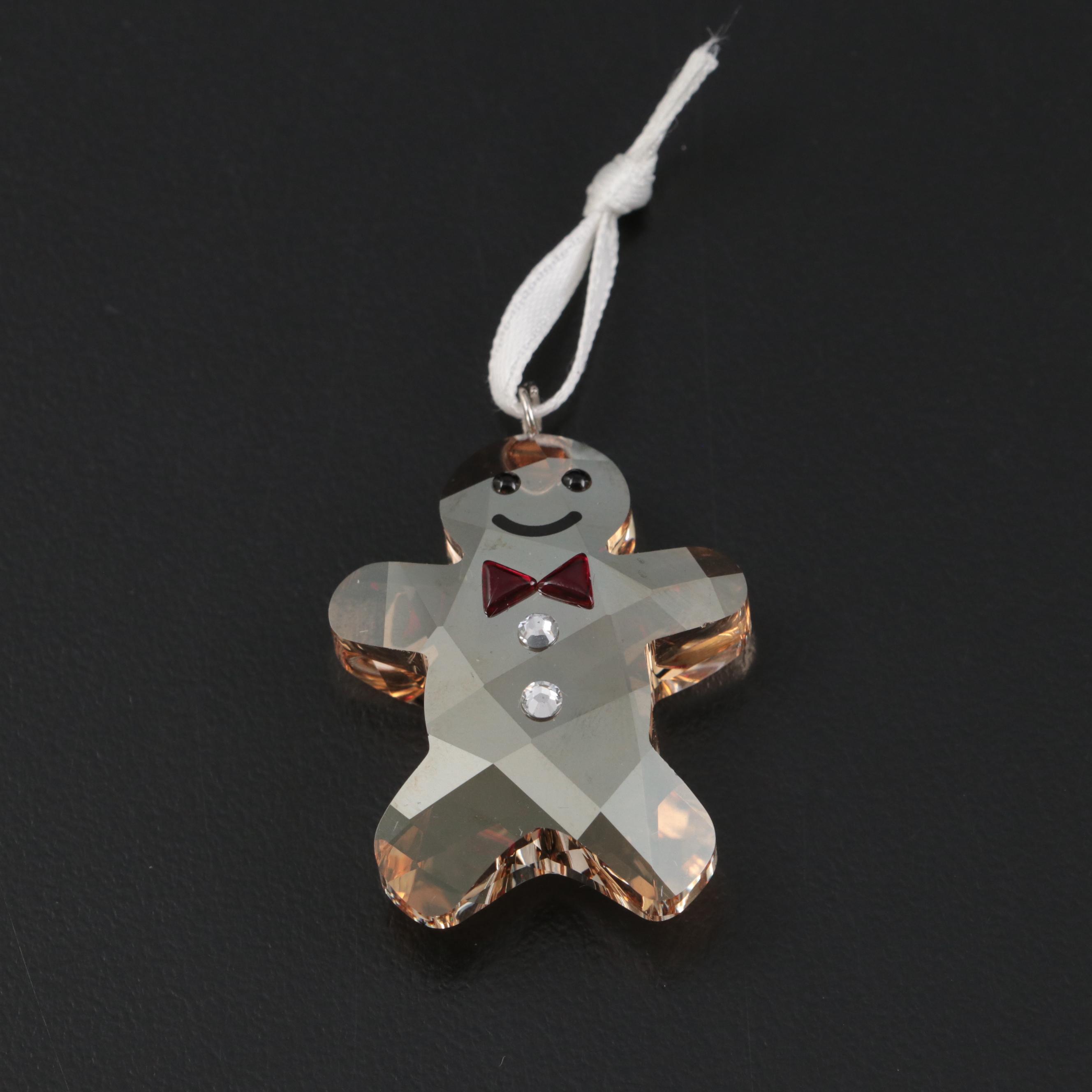 Swarovski Bear, Gingerbread Man, Stocking, and Holly Crystal Ornaments