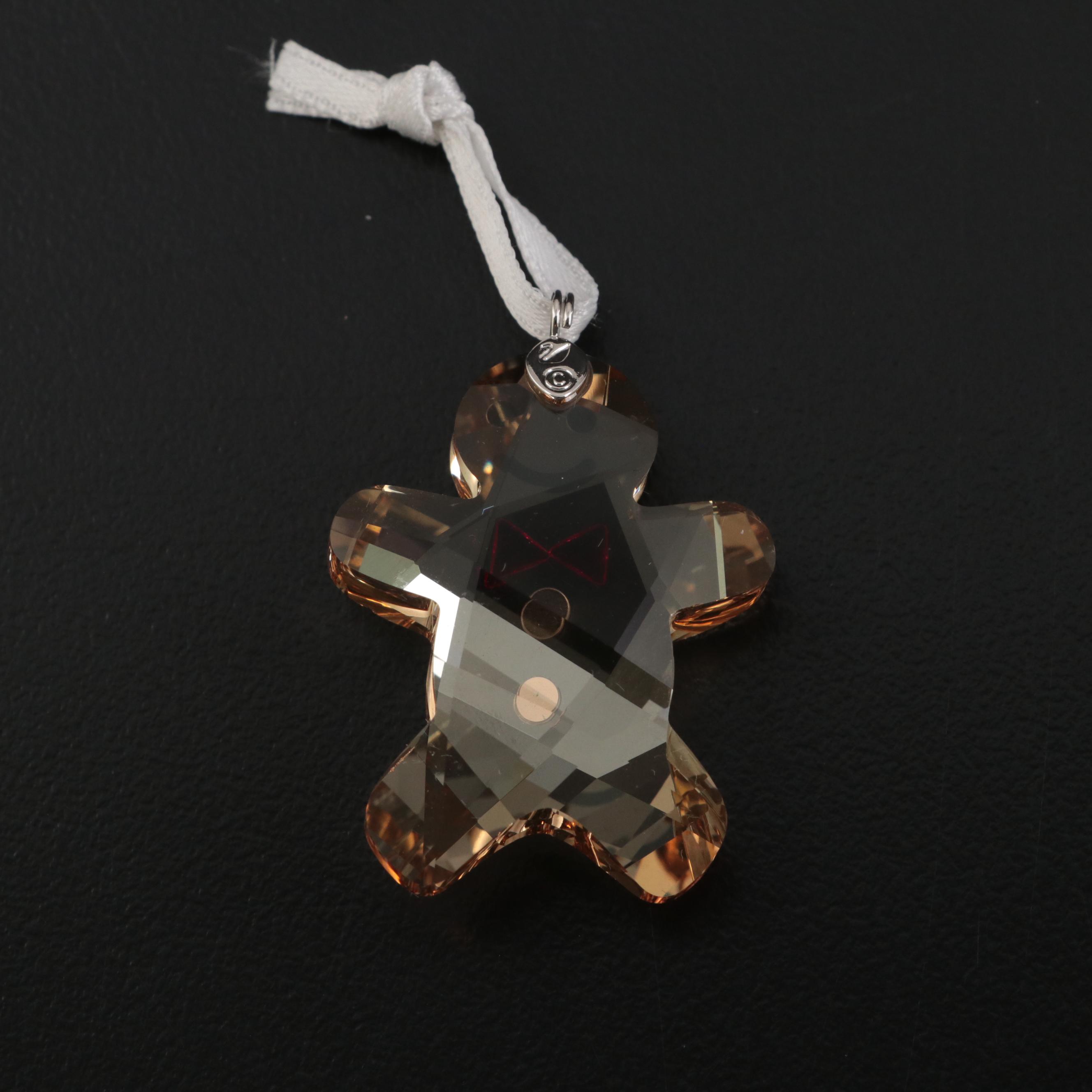 Swarovski Bear, Gingerbread Man, Stocking, and Holly Crystal Ornaments