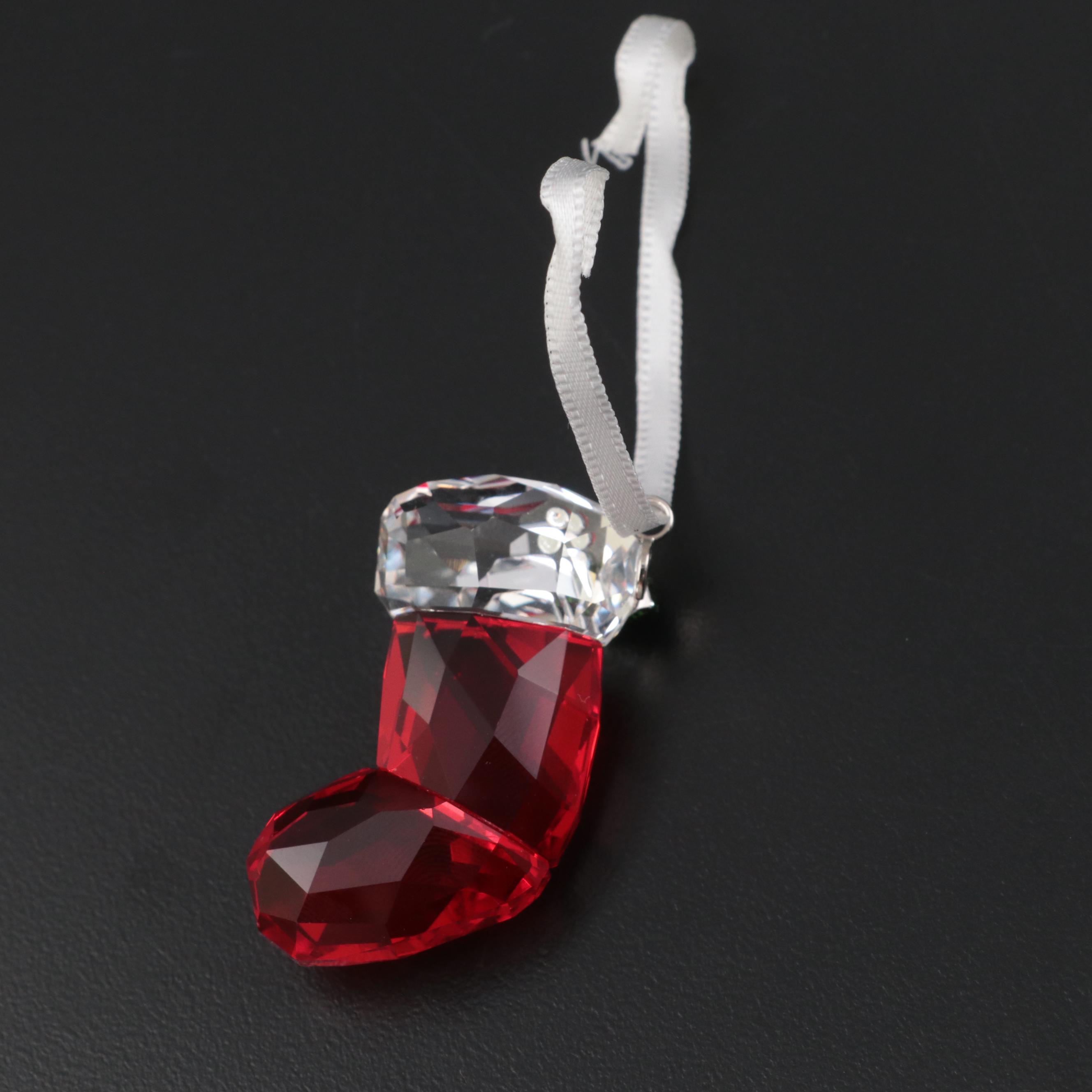 Swarovski Bear, Gingerbread Man, Stocking, and Holly Crystal Ornaments