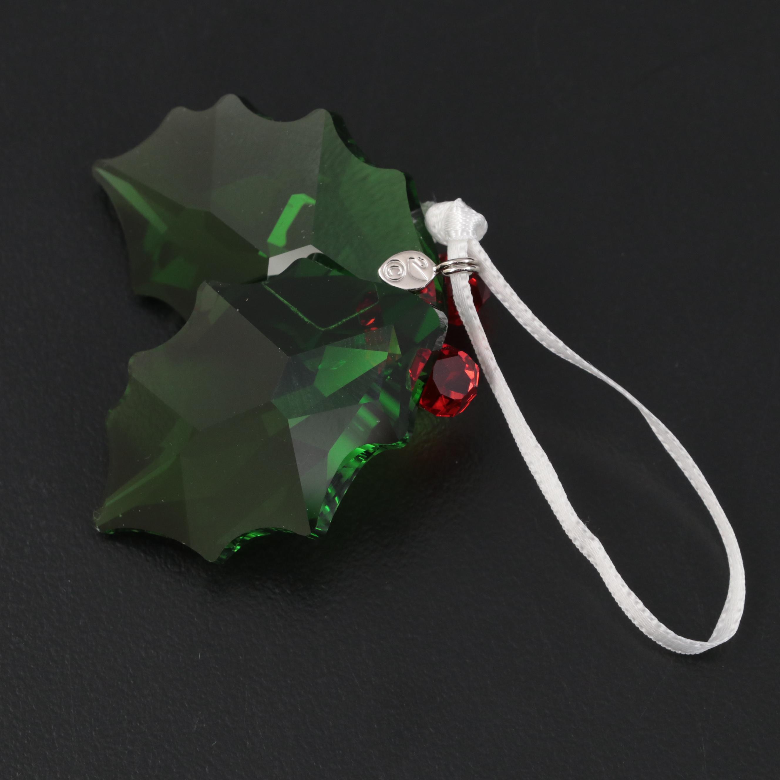 Swarovski Bear, Gingerbread Man, Stocking, and Holly Crystal Ornaments