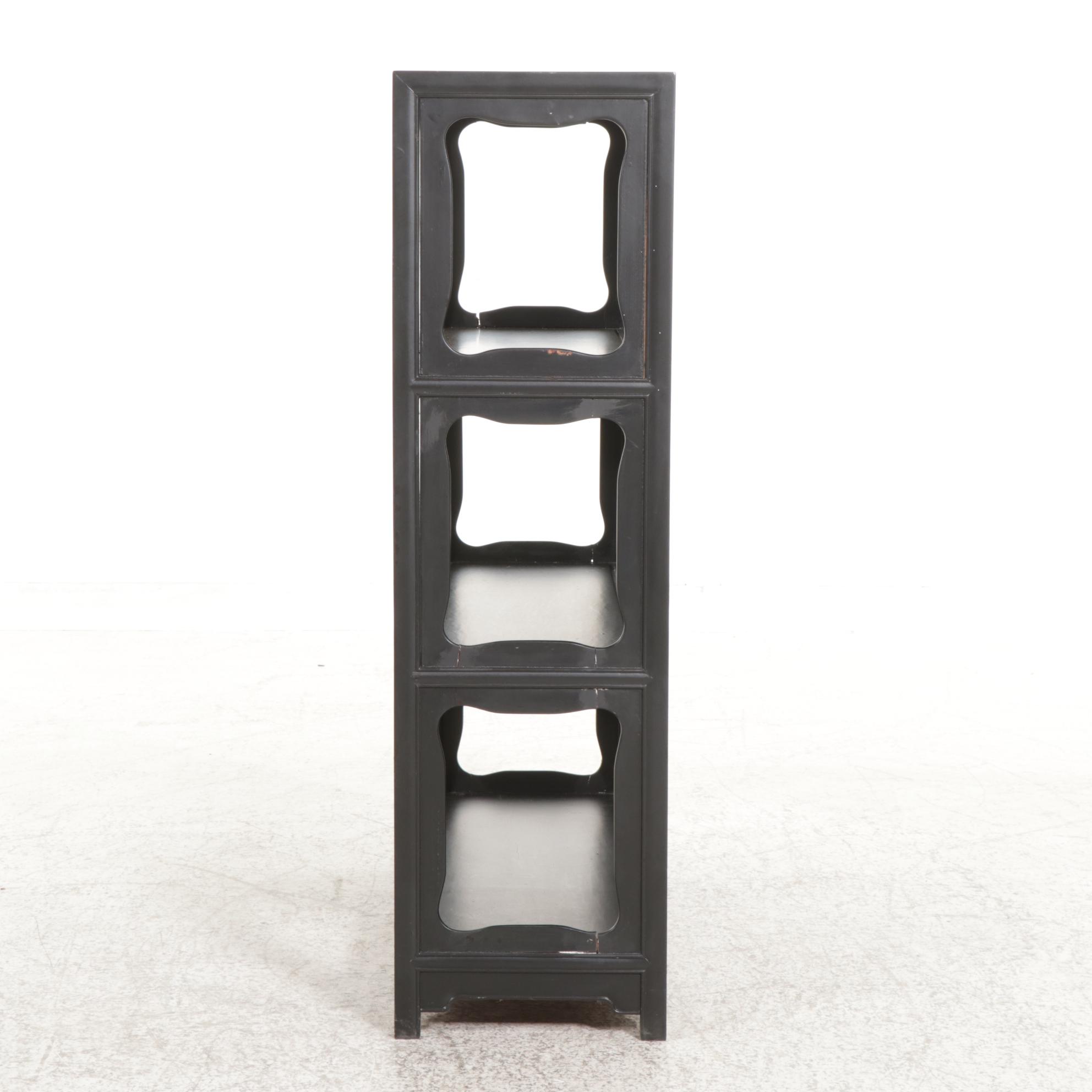 Chinese Style Ebonized Wood Decorative Shelf, 20th Century