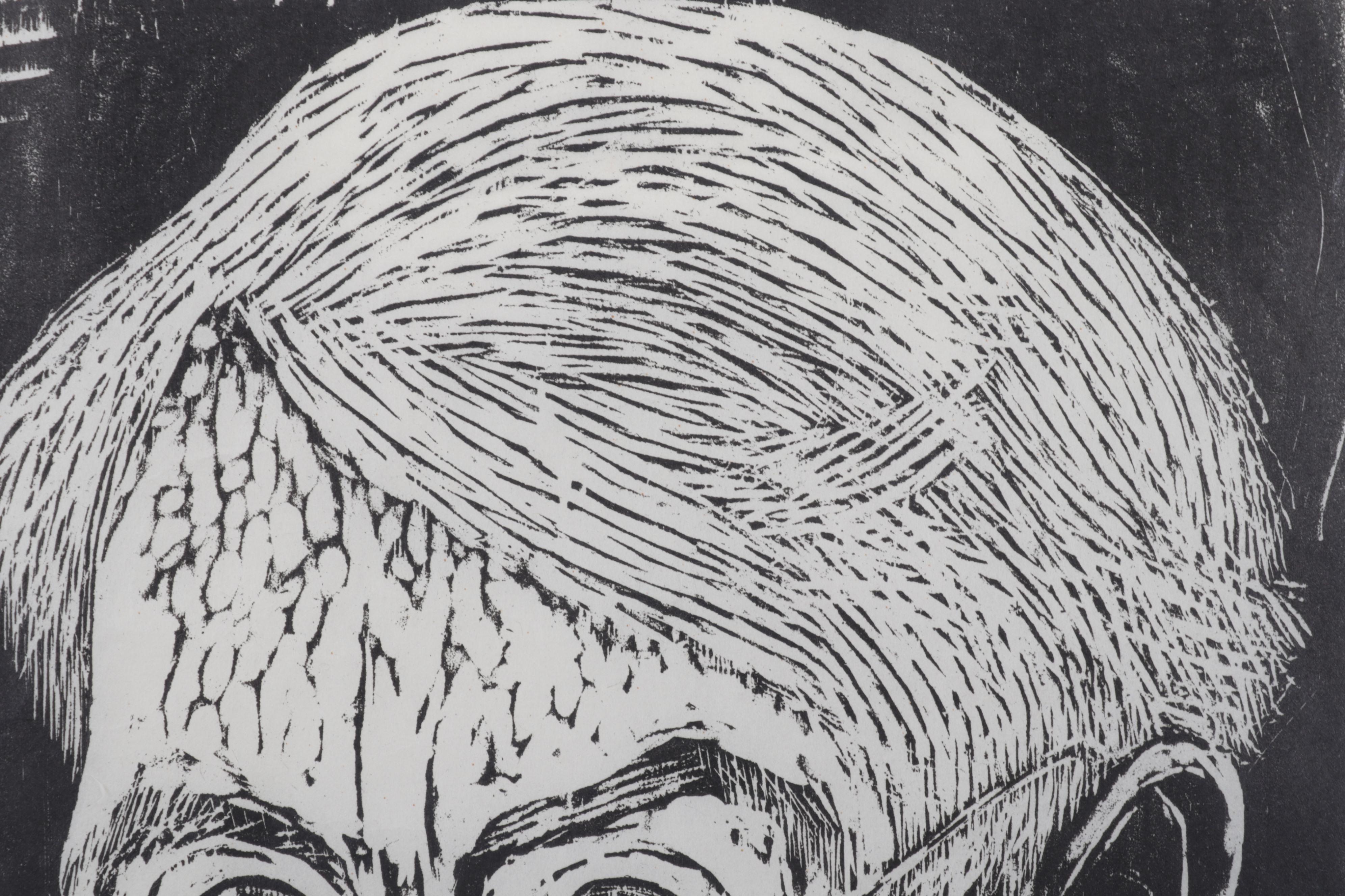 Sidney Chafetz Portrait Woodcut "Herbert Read," 1963