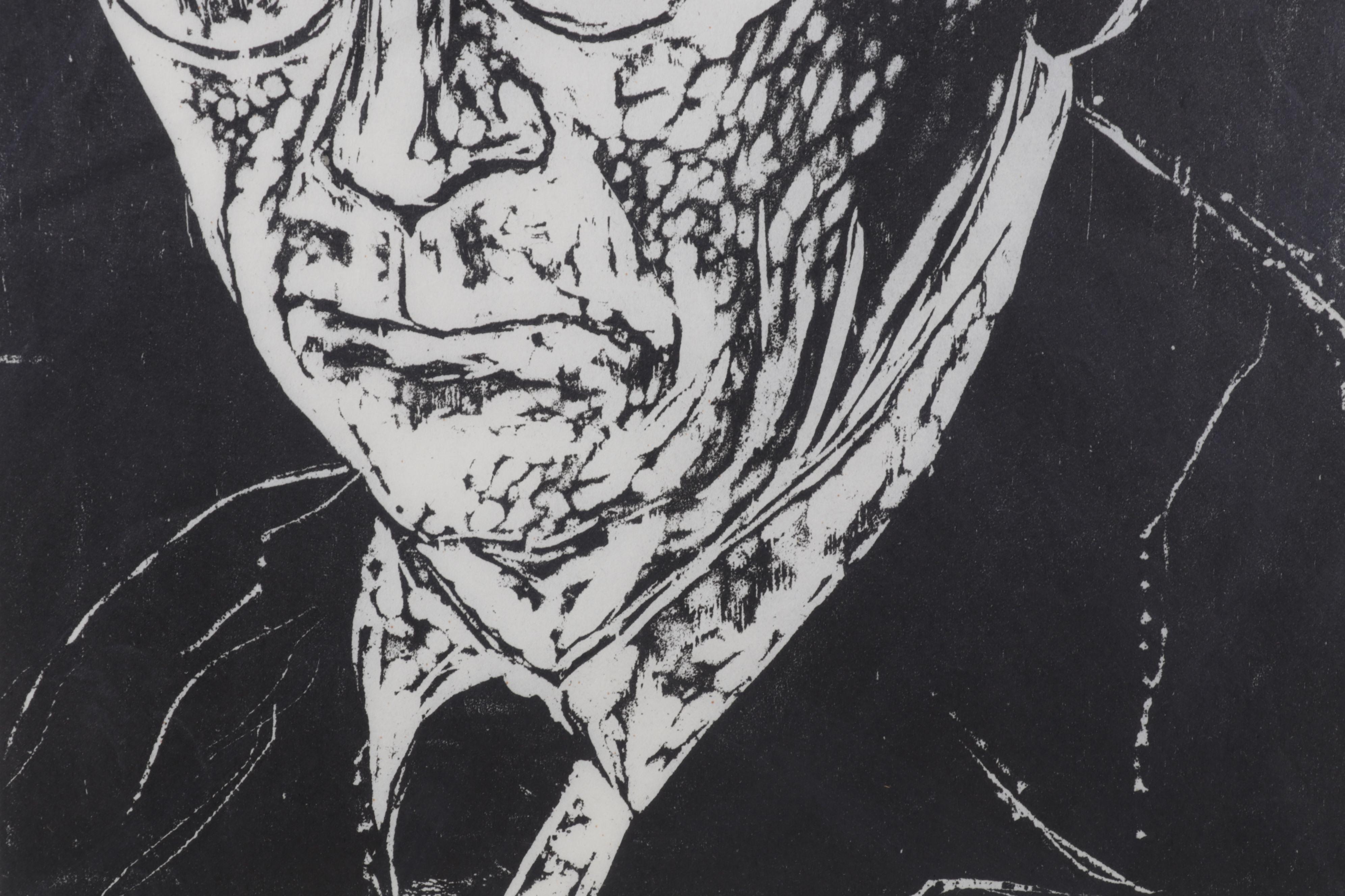 Sidney Chafetz Portrait Woodcut "Herbert Read," 1963