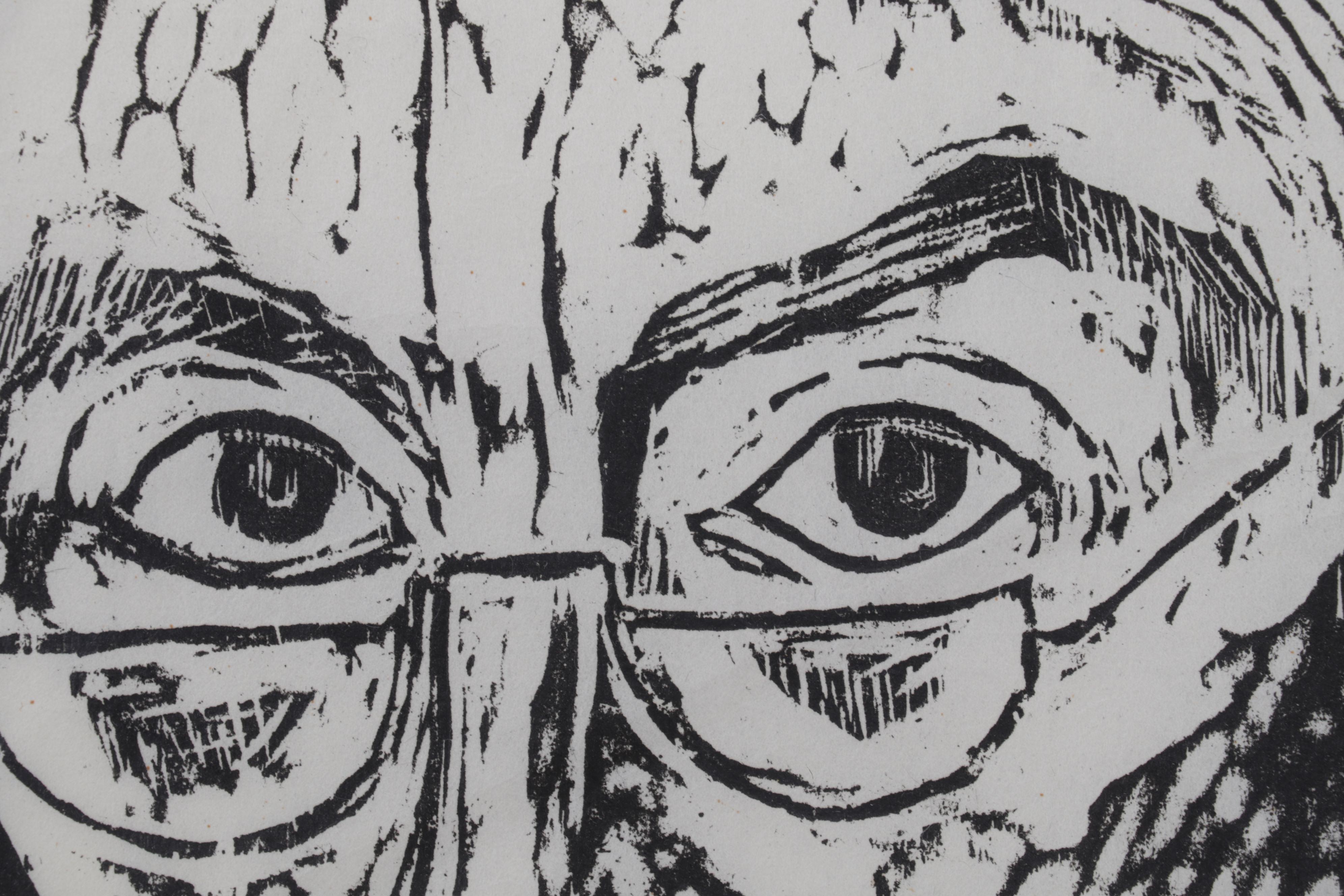 Sidney Chafetz Portrait Woodcut "Herbert Read," 1963