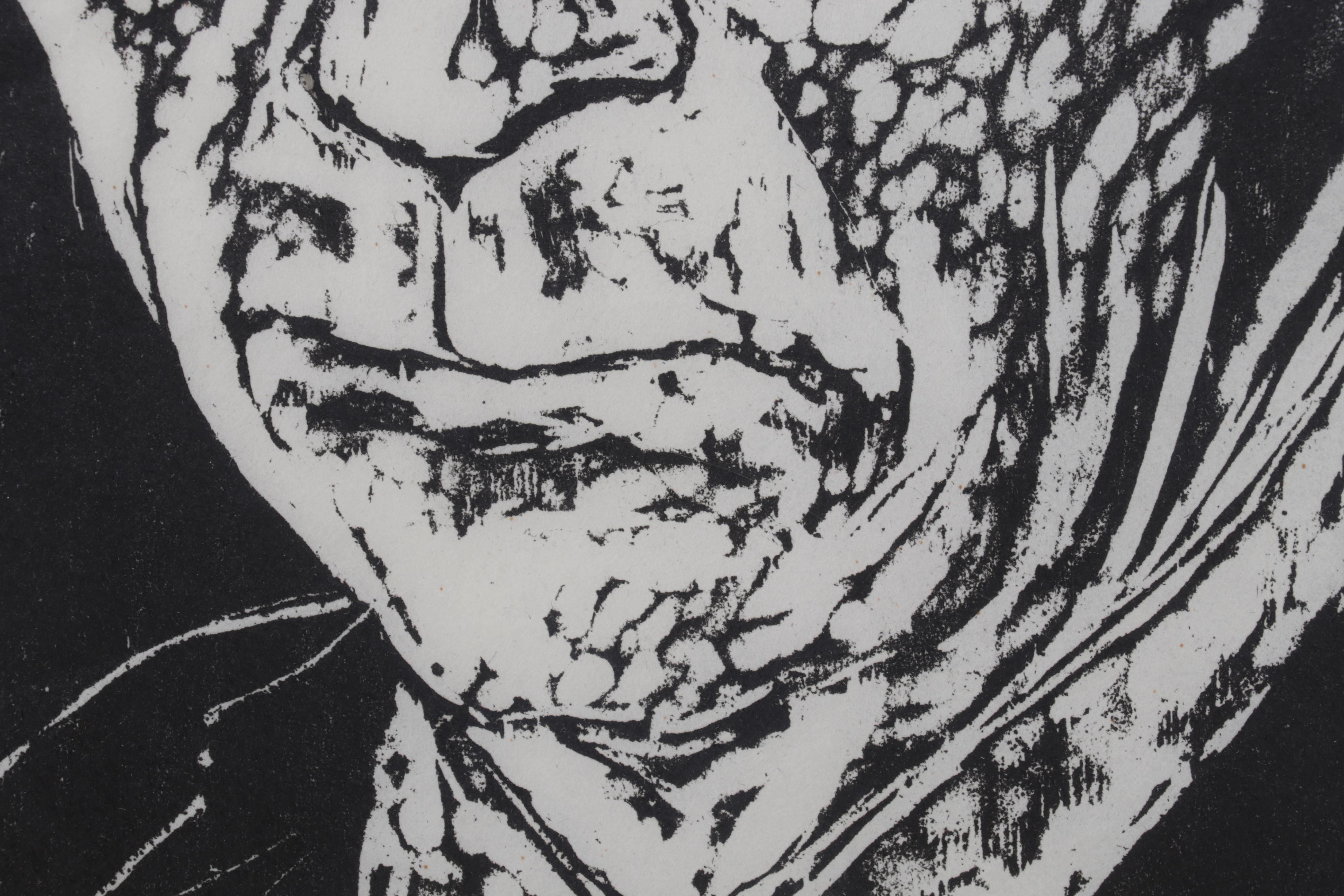 Sidney Chafetz Portrait Woodcut "Herbert Read," 1963