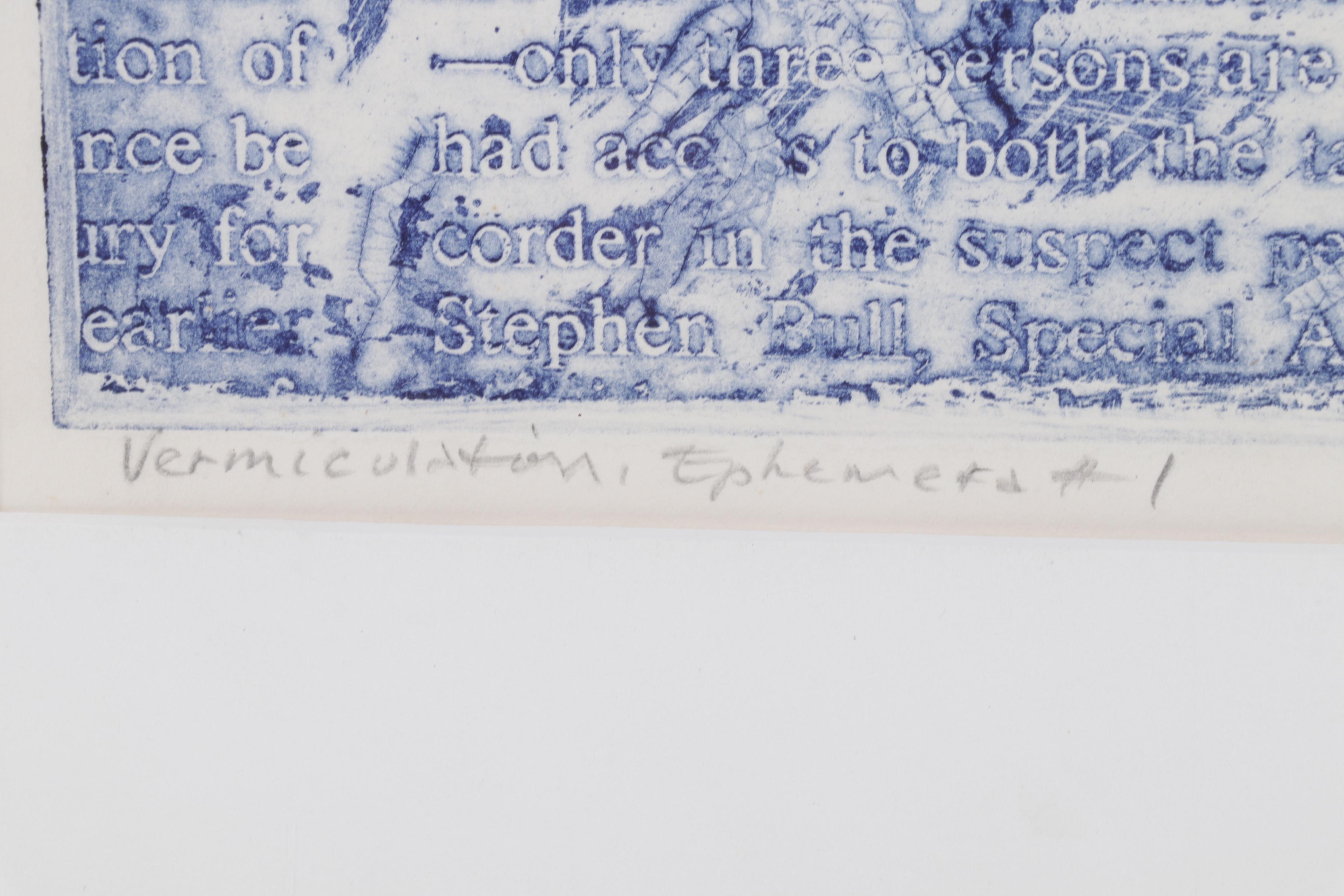 Sidney Chafetz Etching With Chine Collé "Vermiculation, Ephemera #1,"  1974