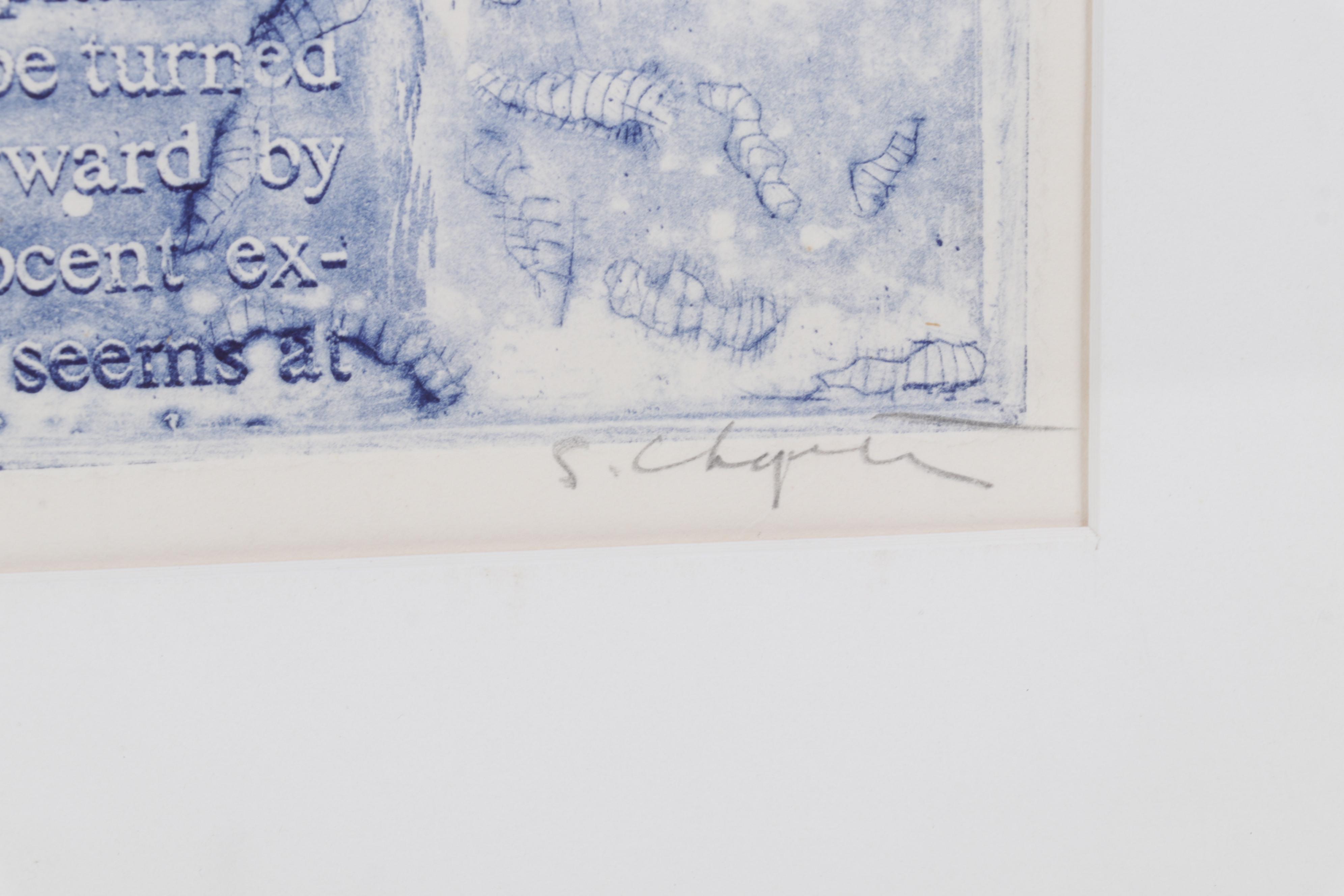 Sidney Chafetz Etching With Chine Collé "Vermiculation, Ephemera #1,"  1974