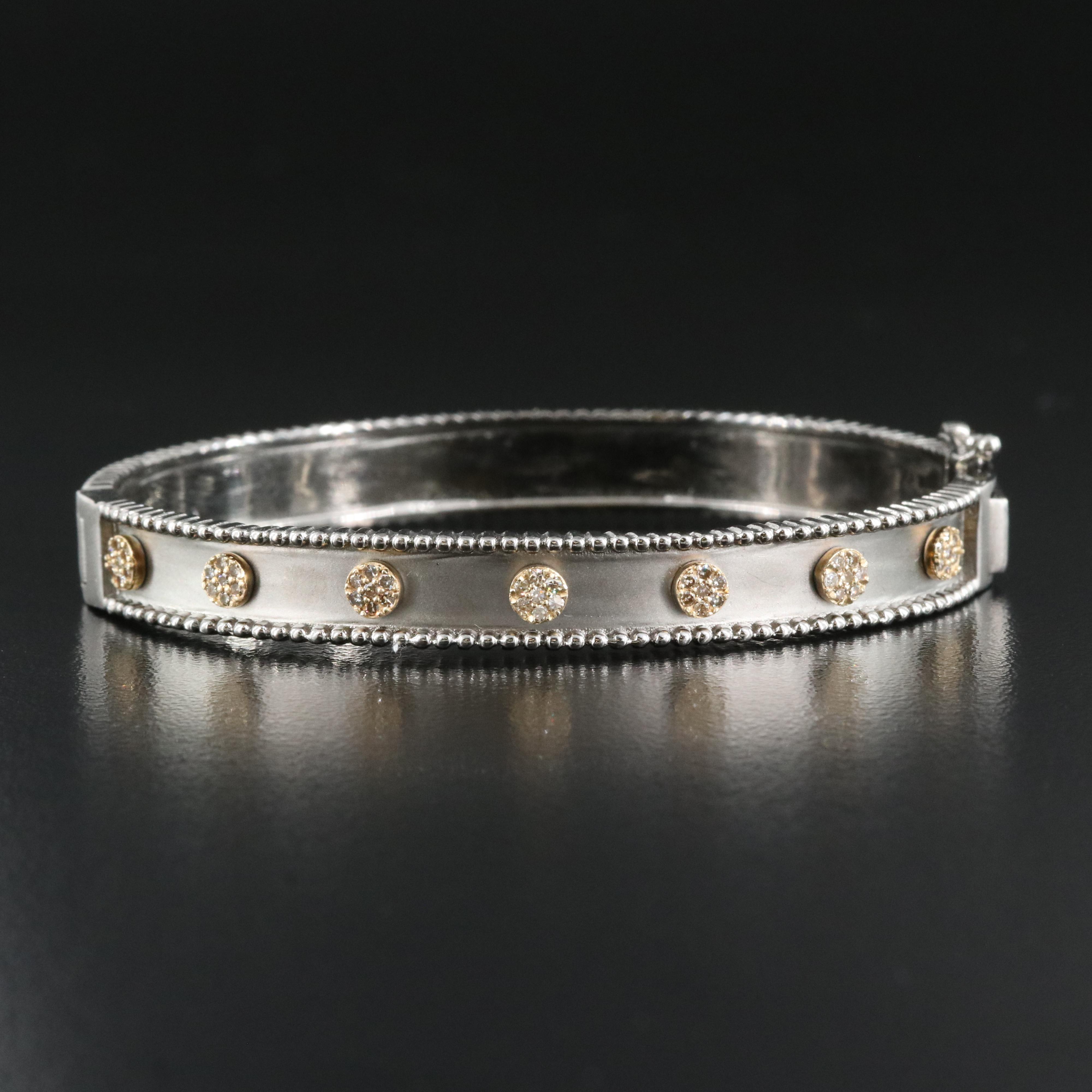 Sterling Diamond Hinged Bangle
