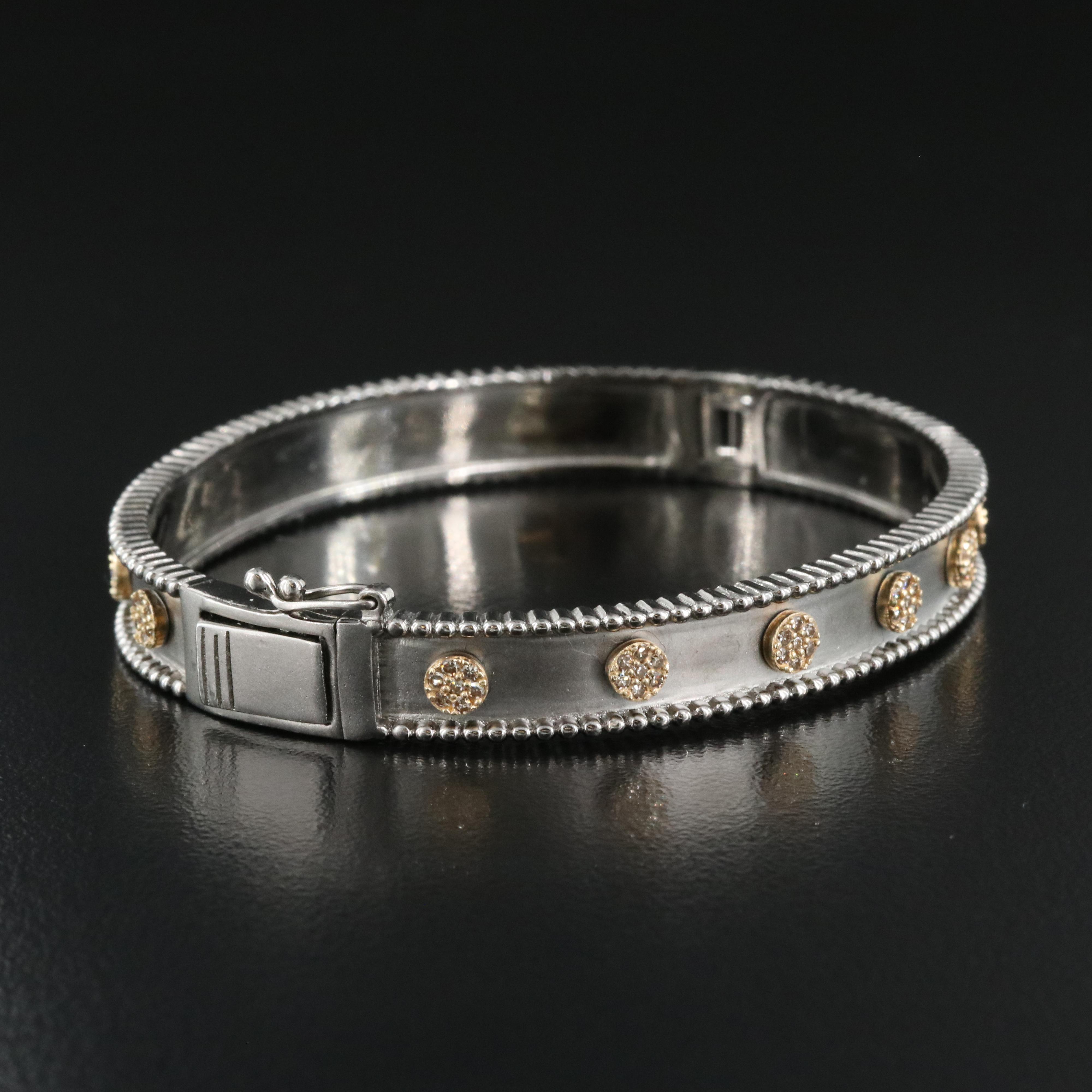 Sterling Diamond Hinged Bangle