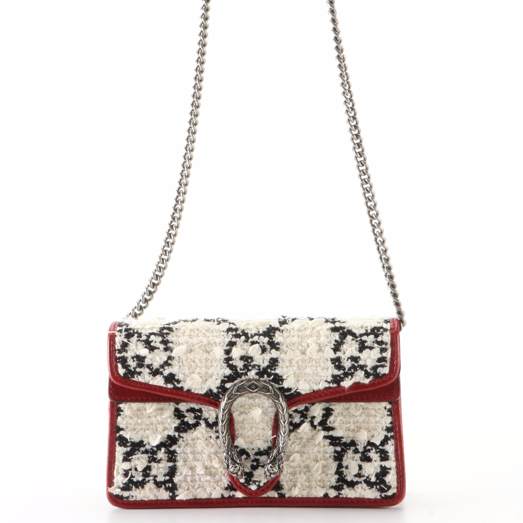 Gucci Dionysus Super Mini Crossbody Bag in GG Tweed and Leather