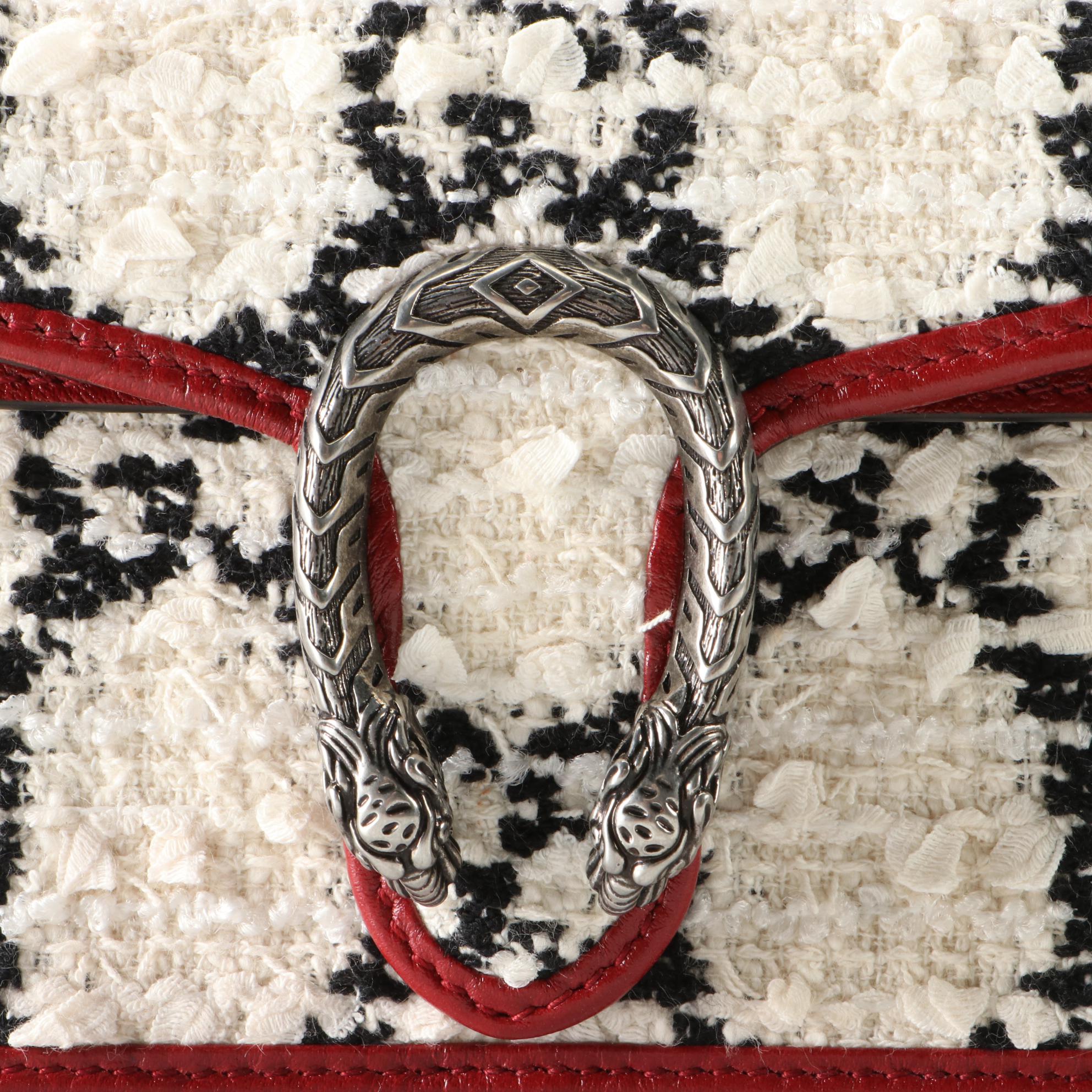 Gucci Dionysus Super Mini Crossbody Bag in GG Tweed and Leather