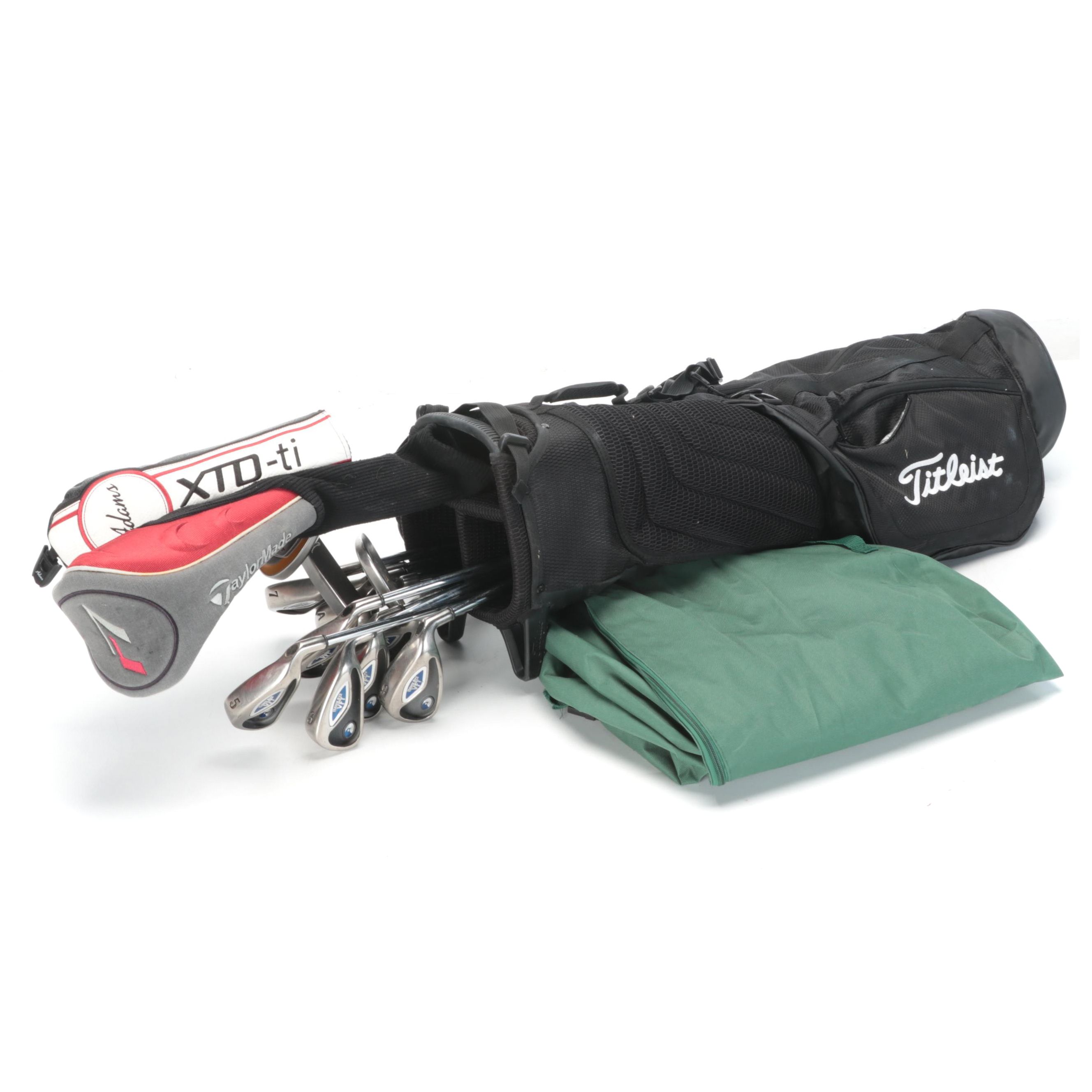 Callaway Big Bertha Driver, 3 Iron, Other Golf Clubs, Balls in Titleist Golf Bag